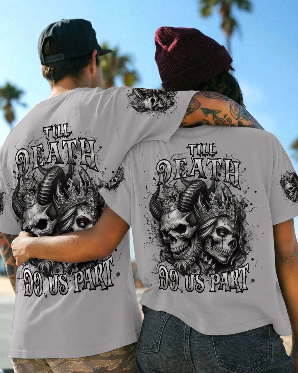TILL DEATH DO US PART COUPLE SKULL ALL OVER PRINT - TLHN0403261