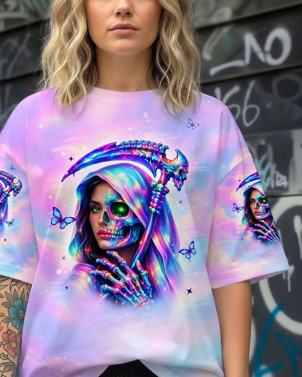 DON'T TRY TO FIGURE ME OUT SKULL LADY ALL OVER PRINT - TLHN0603262