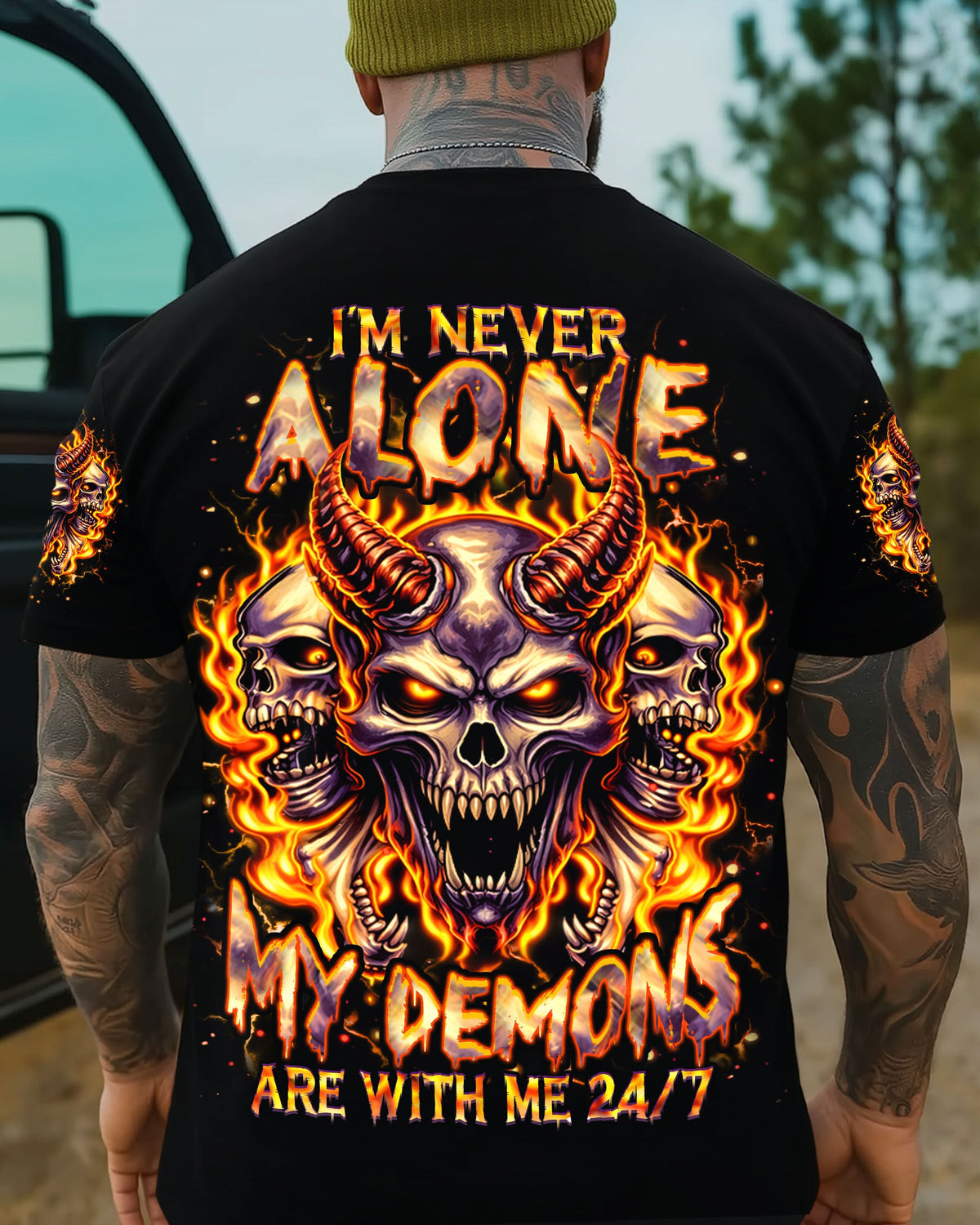 I'M NEVER ALONE MY DEMONS ARE WITH ME 24/7 ALL OVER PRINT  - TLHN1103263