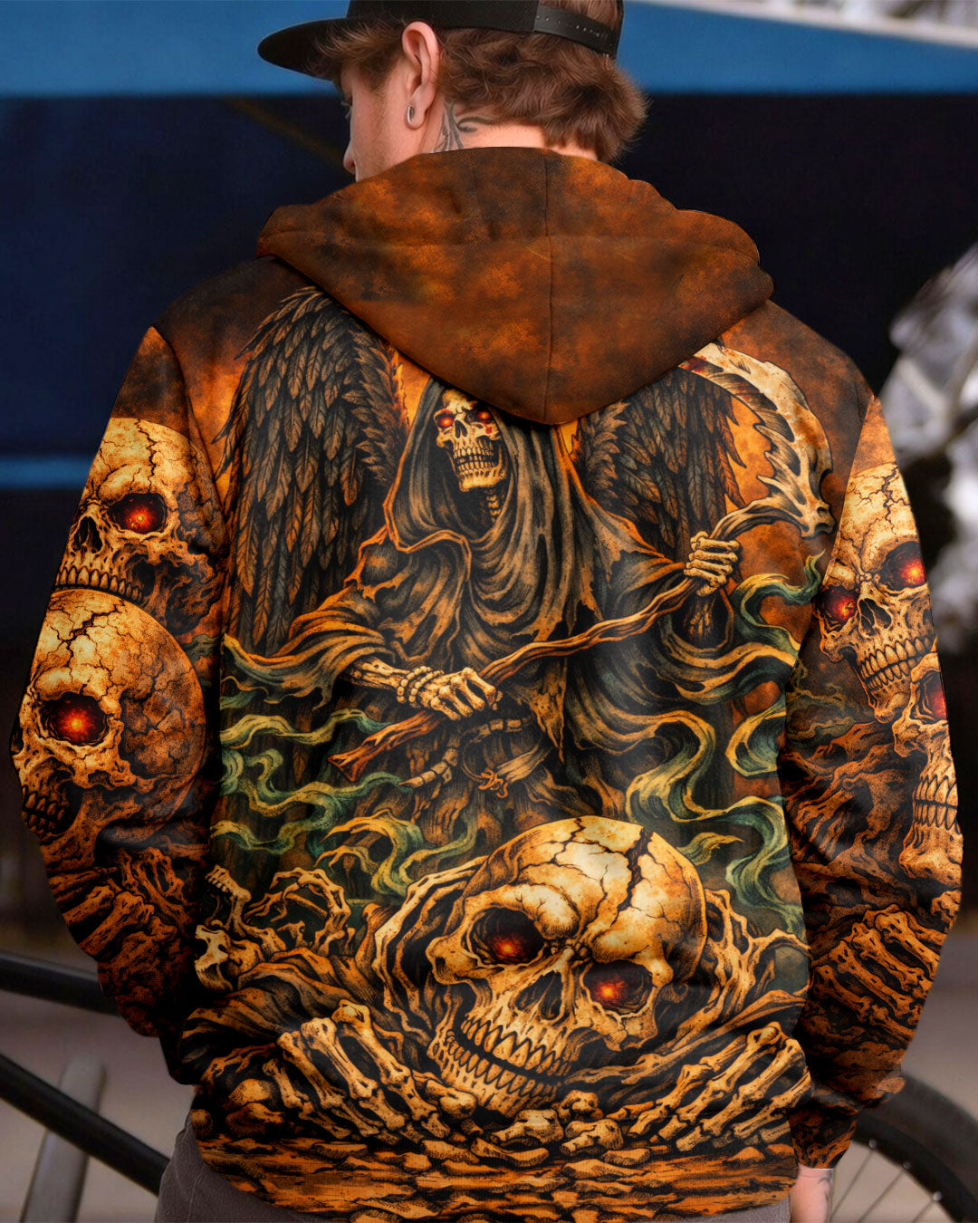 GRIM REAPER SKULL IN HELL ALL OVER PRINT  - TLHN1303262