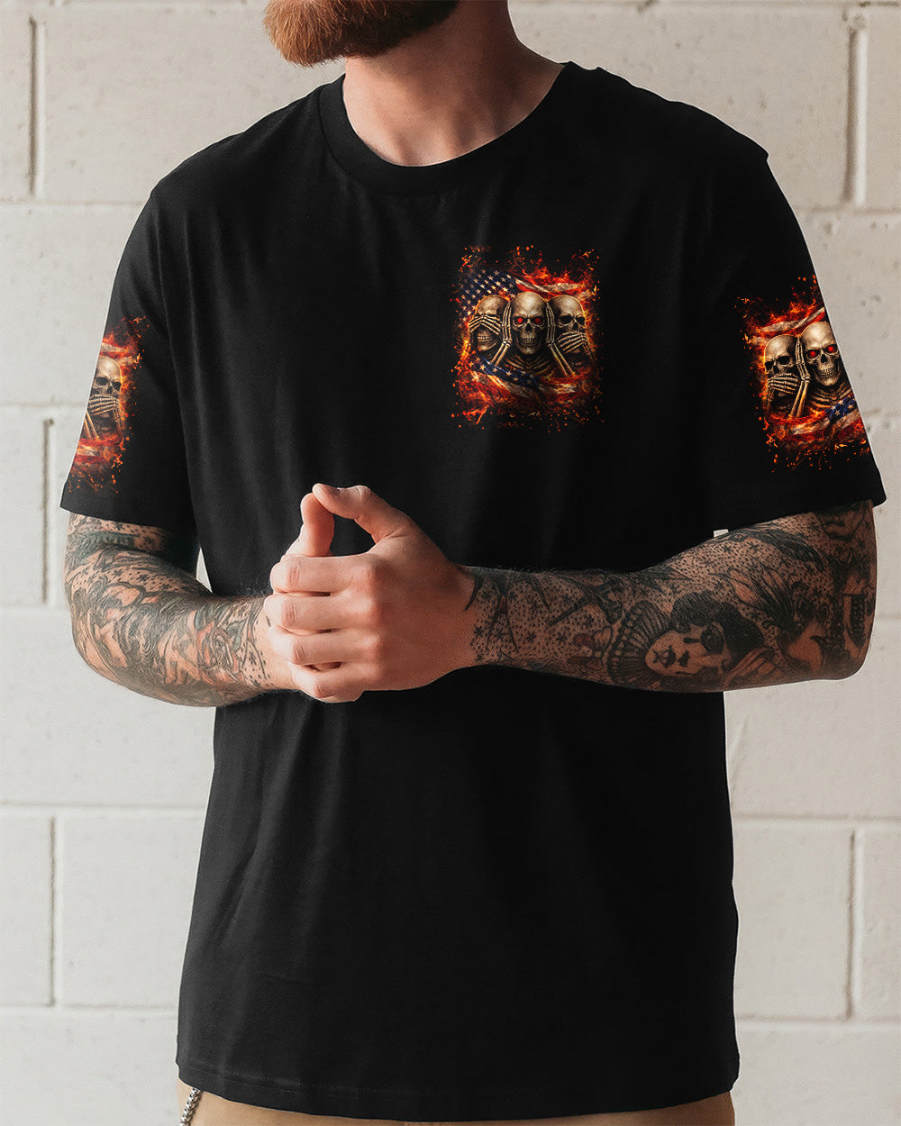 STUCK BETWEEN IDK IDC AND IDGAF SKULL ALL OVER PRINT - YHLN2302261