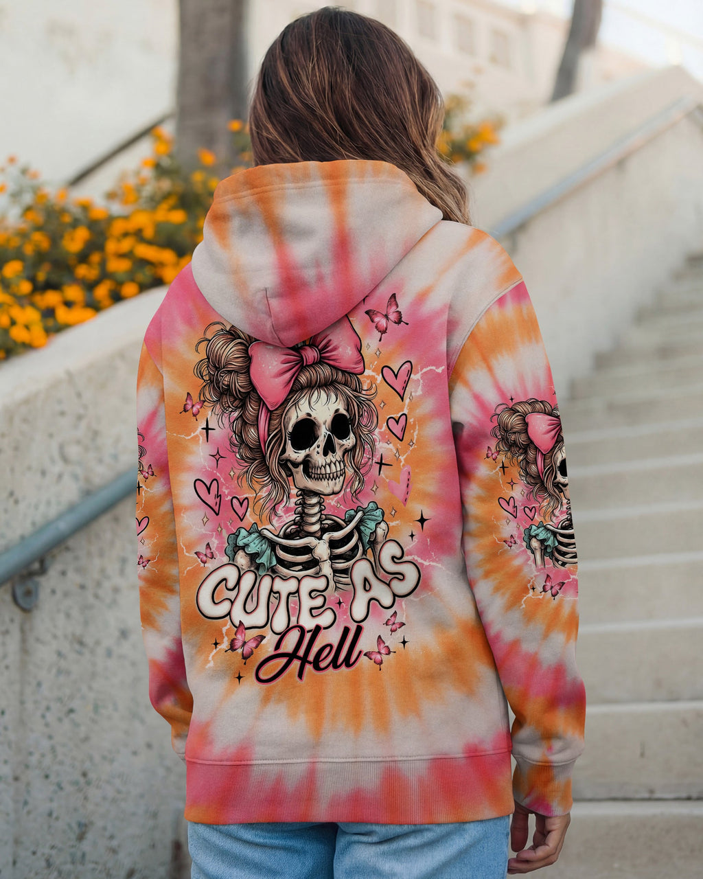 CUTE AS HELL MESSY BUN SKULL ALL OVER PRINT - TLNT1401262
