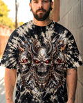 THREE  DEMON SKULLS SWIRL ALL OVER PRINT  - TLHN0104263