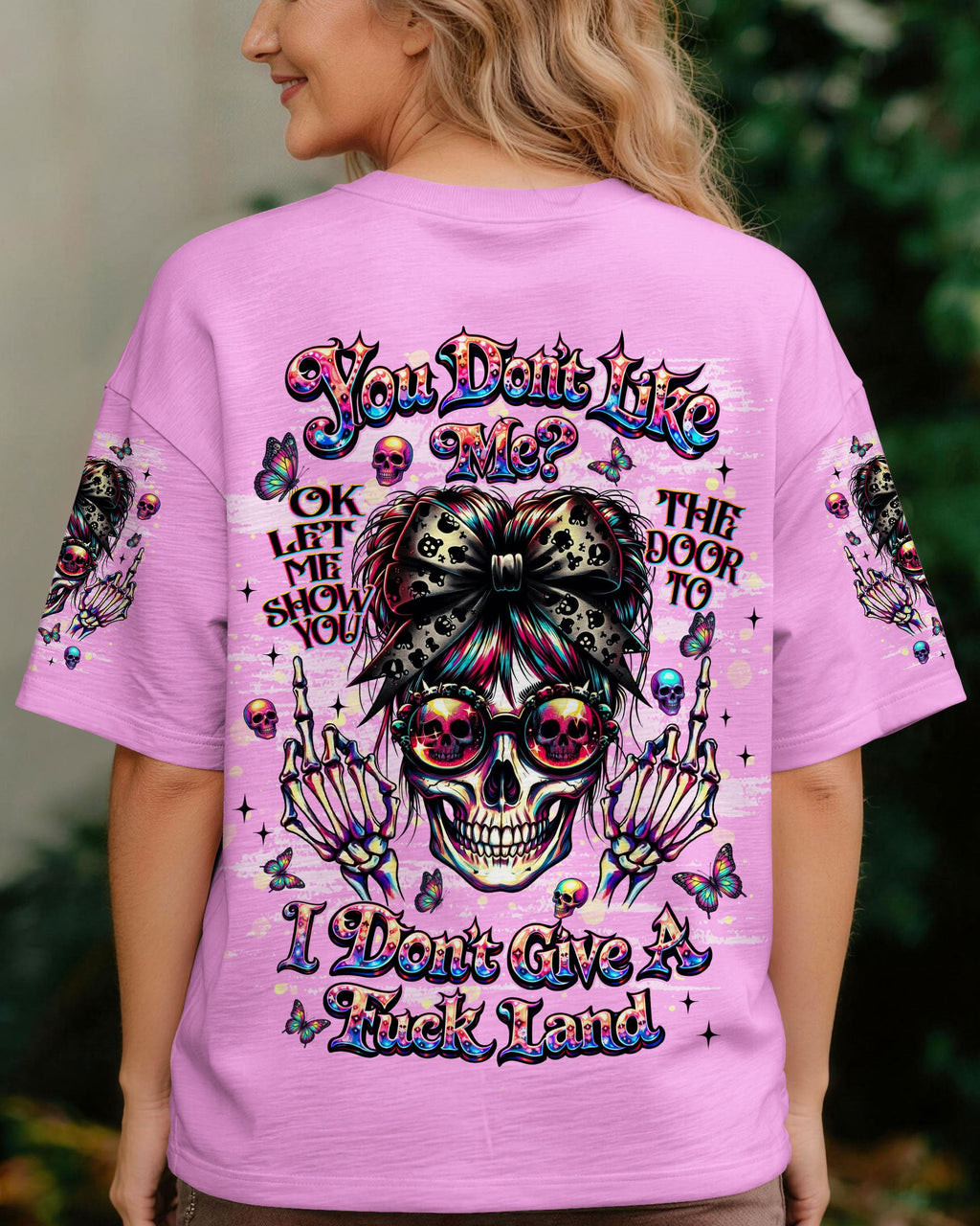 YOU DON'T LIKE ME MESSY BUN SKULL  ALL OVER PRINT  - TLNT1004261
