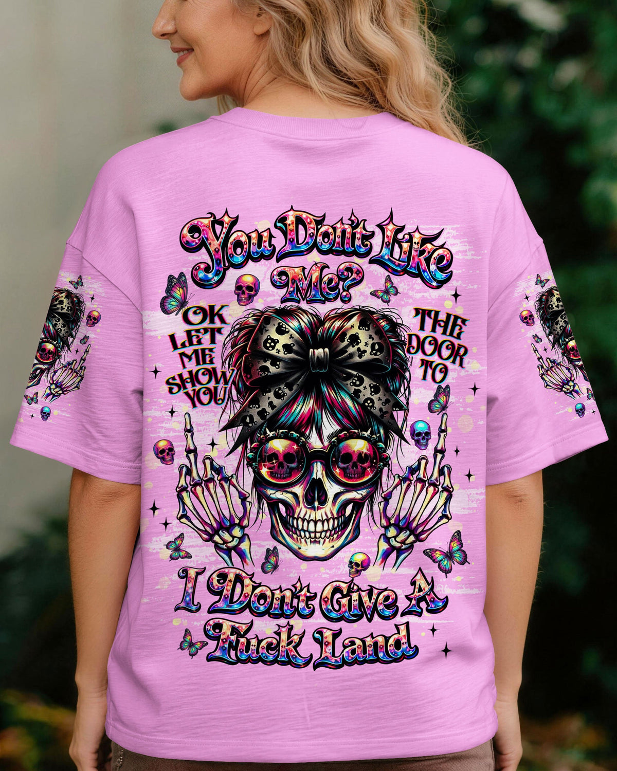 YOU DON'T LIKE ME MESSY BUN SKULL  ALL OVER PRINT  - TLNT1004261