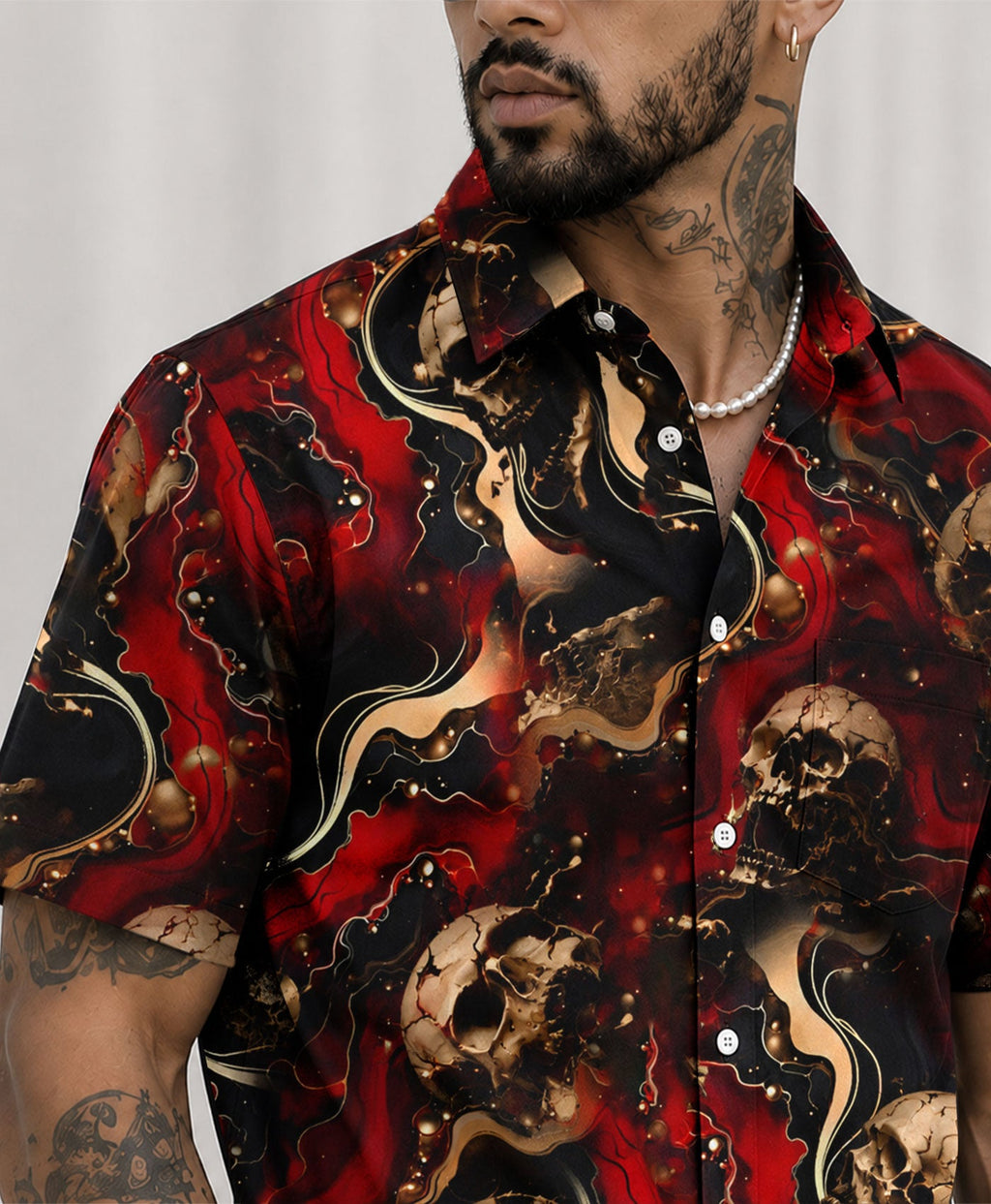 GOTHIC SKULL COLLAR SHIRT - TLHN0406261