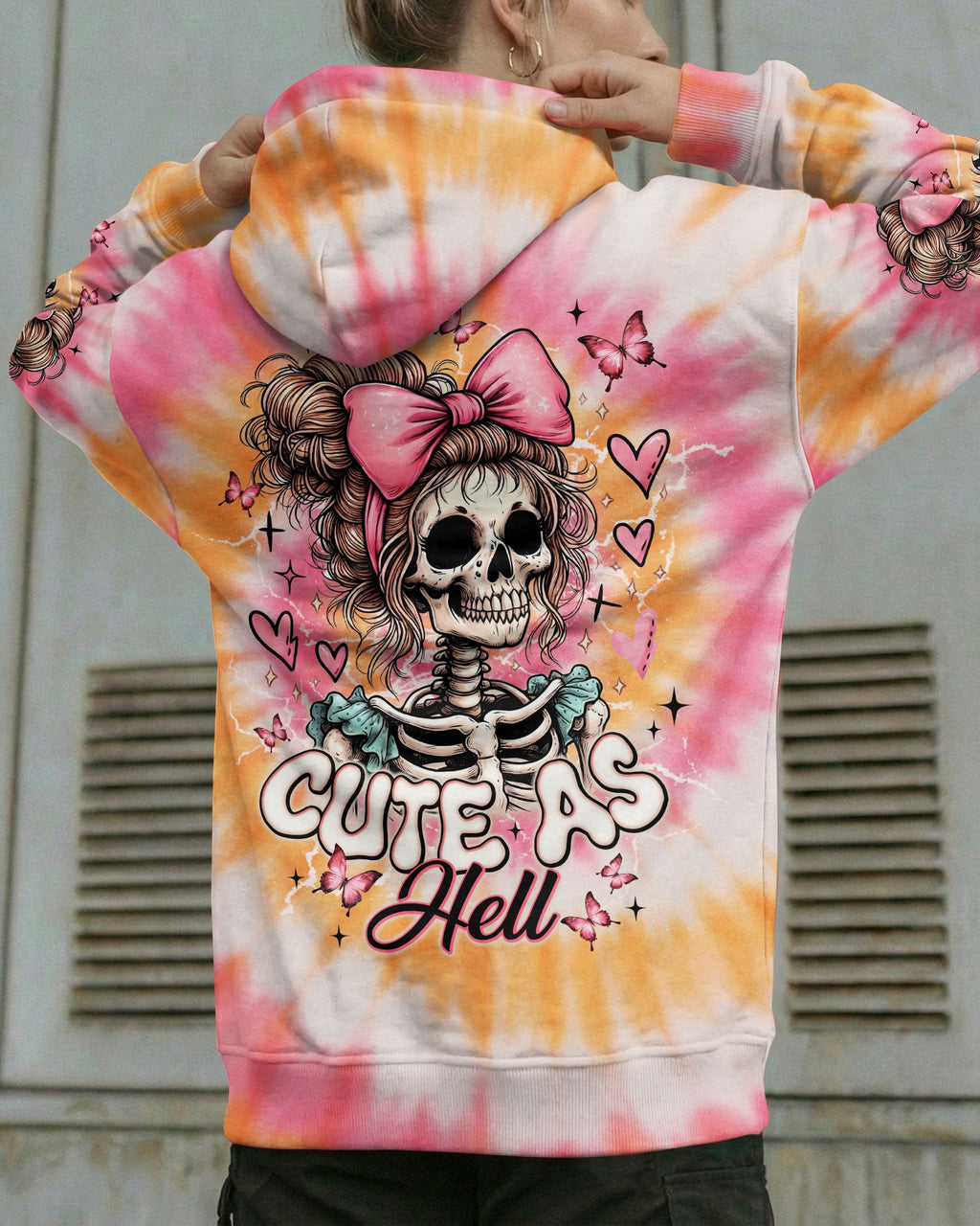 CUTE AS HELL MESSY BUN SKULL ALL OVER PRINT - TLNT1401262