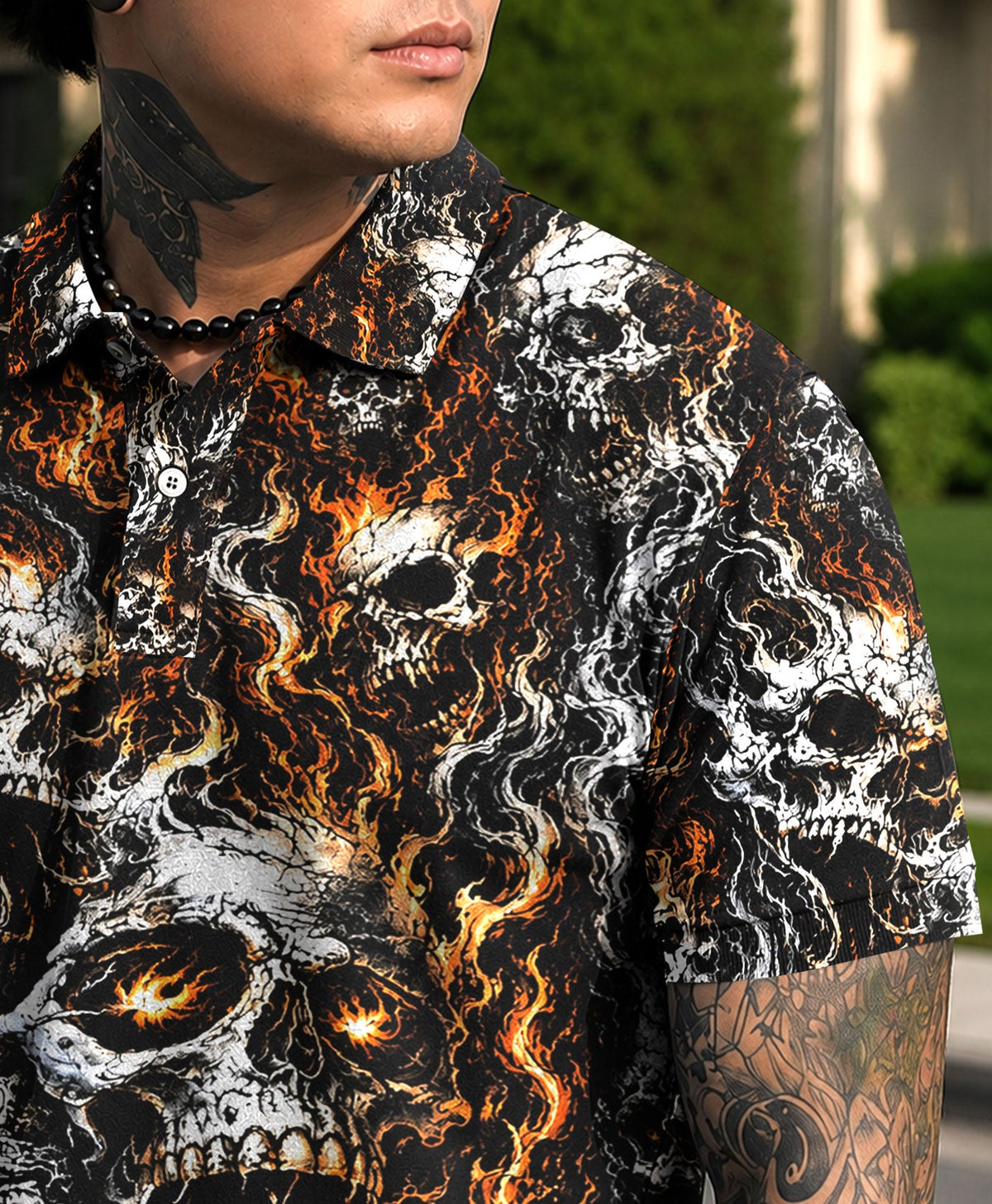 SMOKE SKULL POLO SHIRT  - TLHN1006262