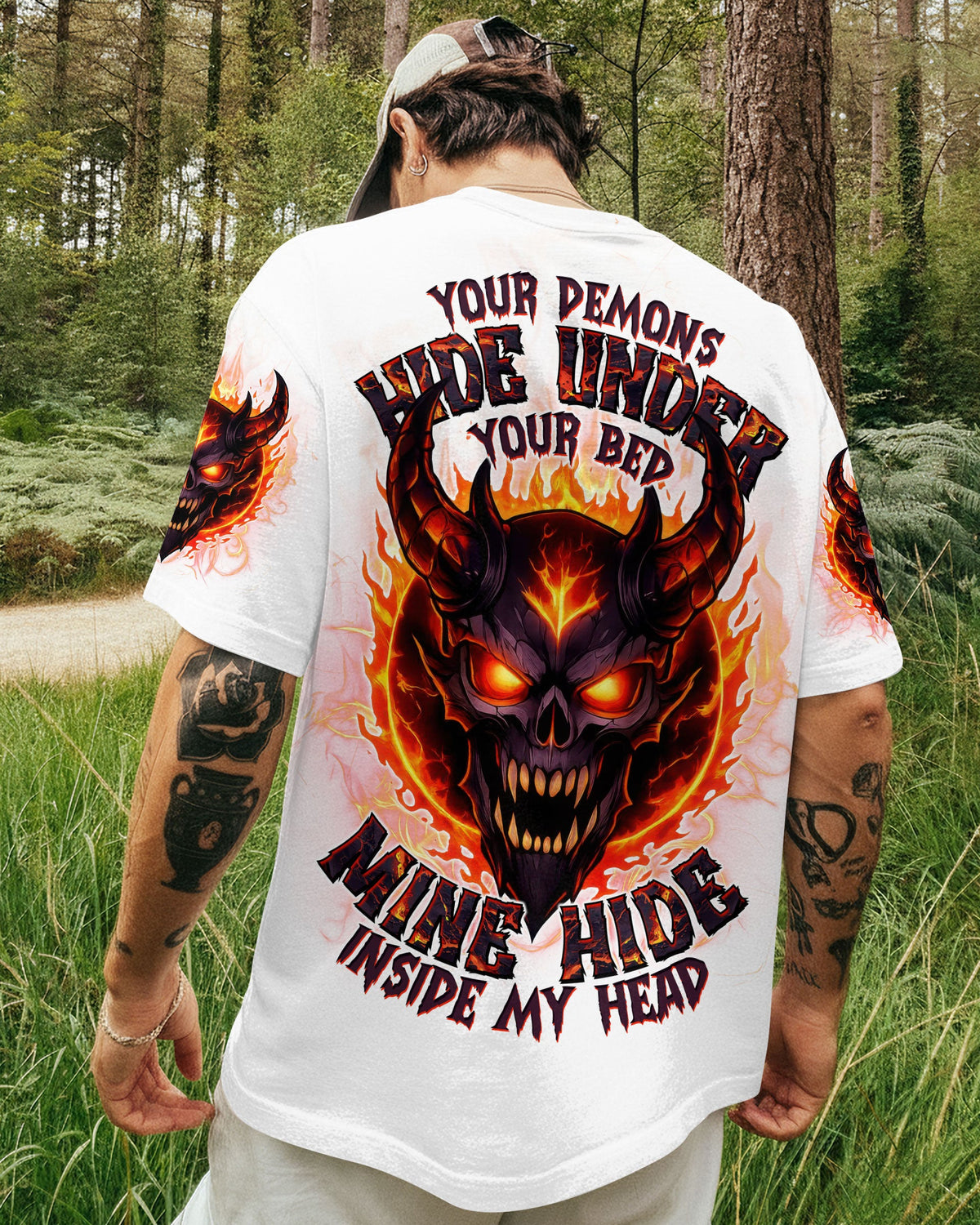YOUR DEMONS HIDE UNDER YOUR BED DEVIL SKULL ALL OVER PRINT - TLTW0501262