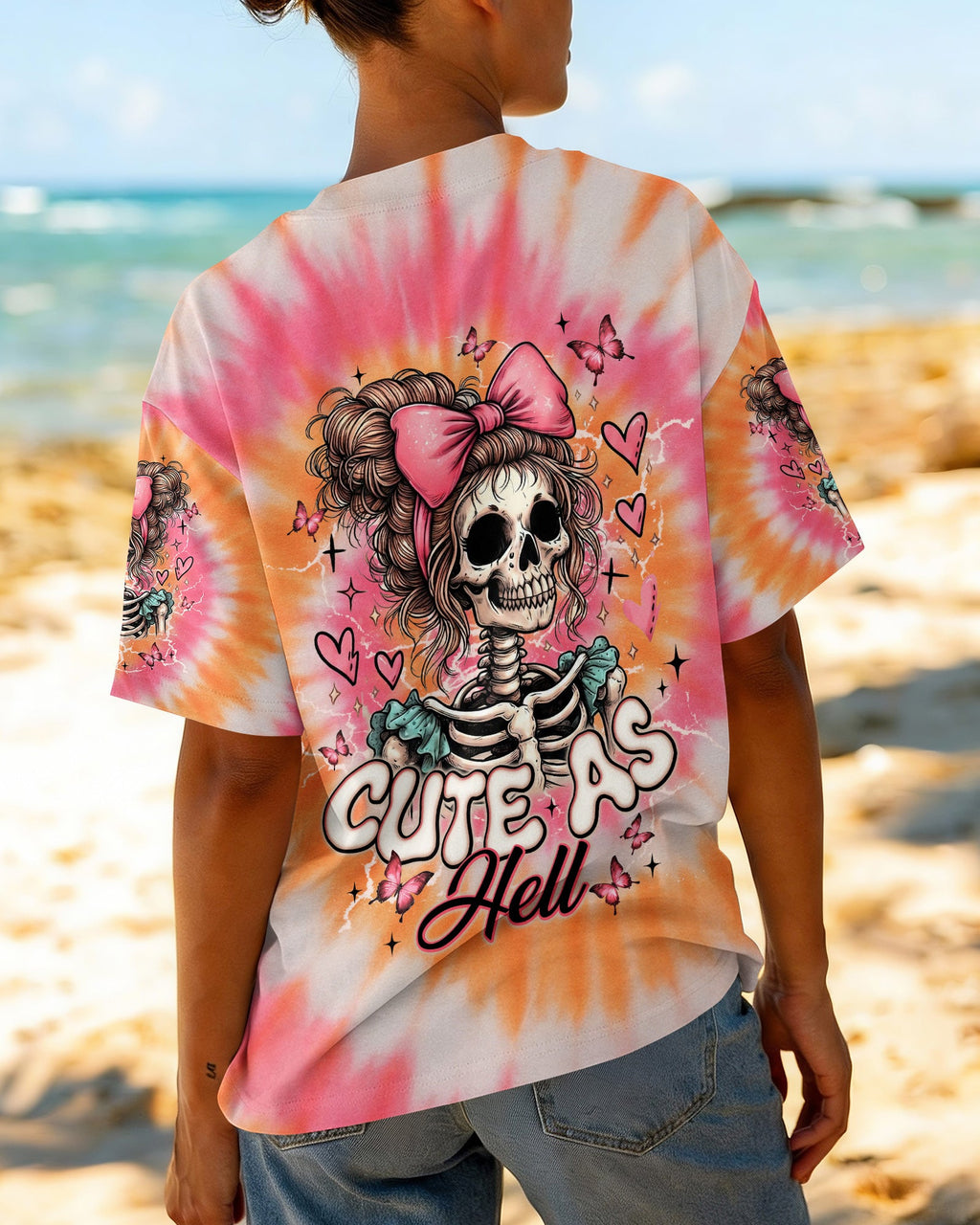 CUTE AS HELL MESSY BUN SKULL ALL OVER PRINT - TLNT1401262
