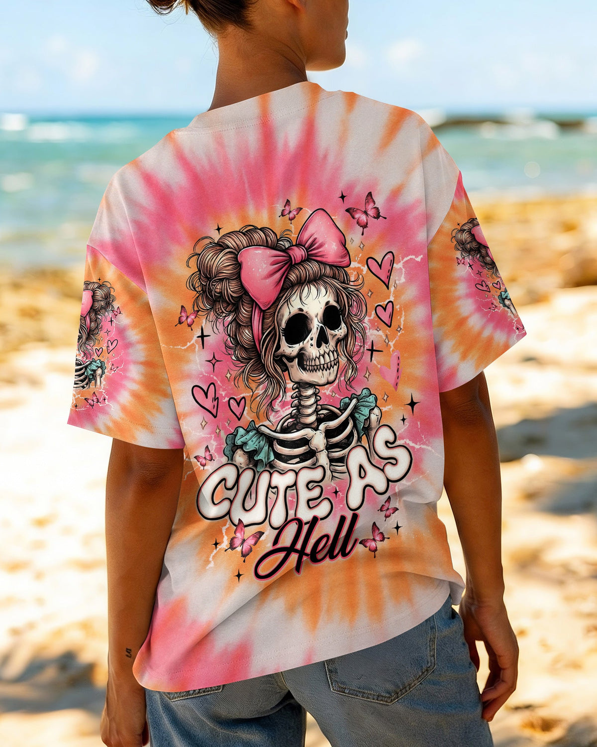 CUTE AS HELL MESSY BUN SKULL ALL OVER PRINT - TLNT1401262