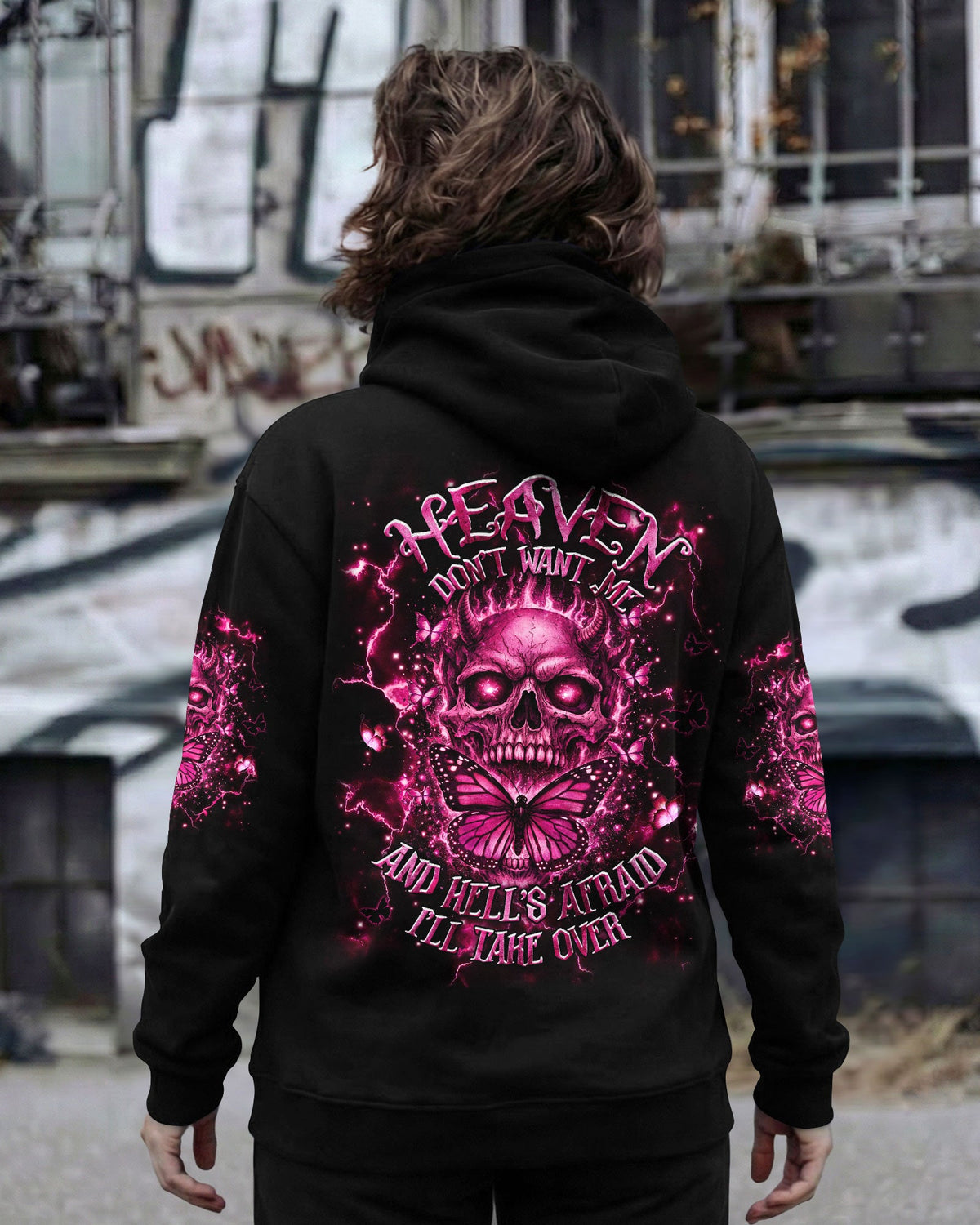 HEAVEN DON'T WANT ME SKULL DEMON ALL OVER PRINT - TLHG1603262