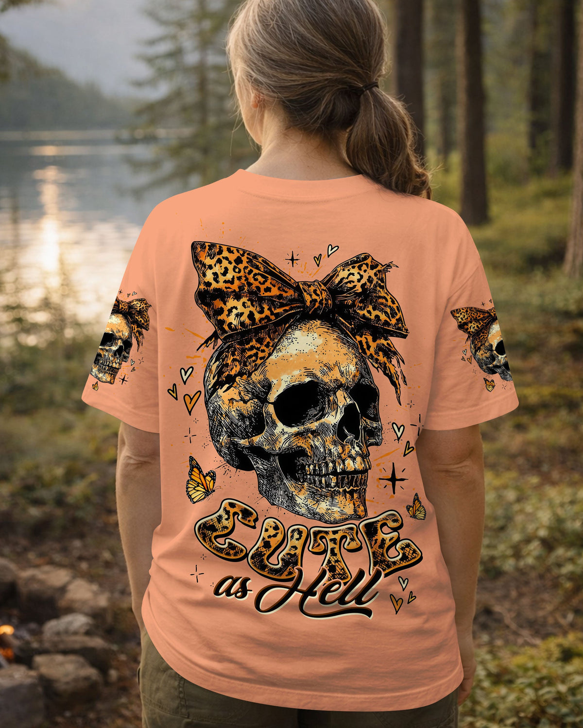 CUTE AS HELL MESSY BUN LEOPARD SKULL ALL OVER PRINT - TLTW3103262