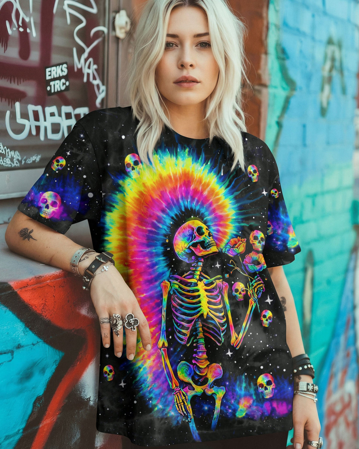 SKELETON RAINBOW SWIRL  ALL OVER PRINT - TLTW0901263