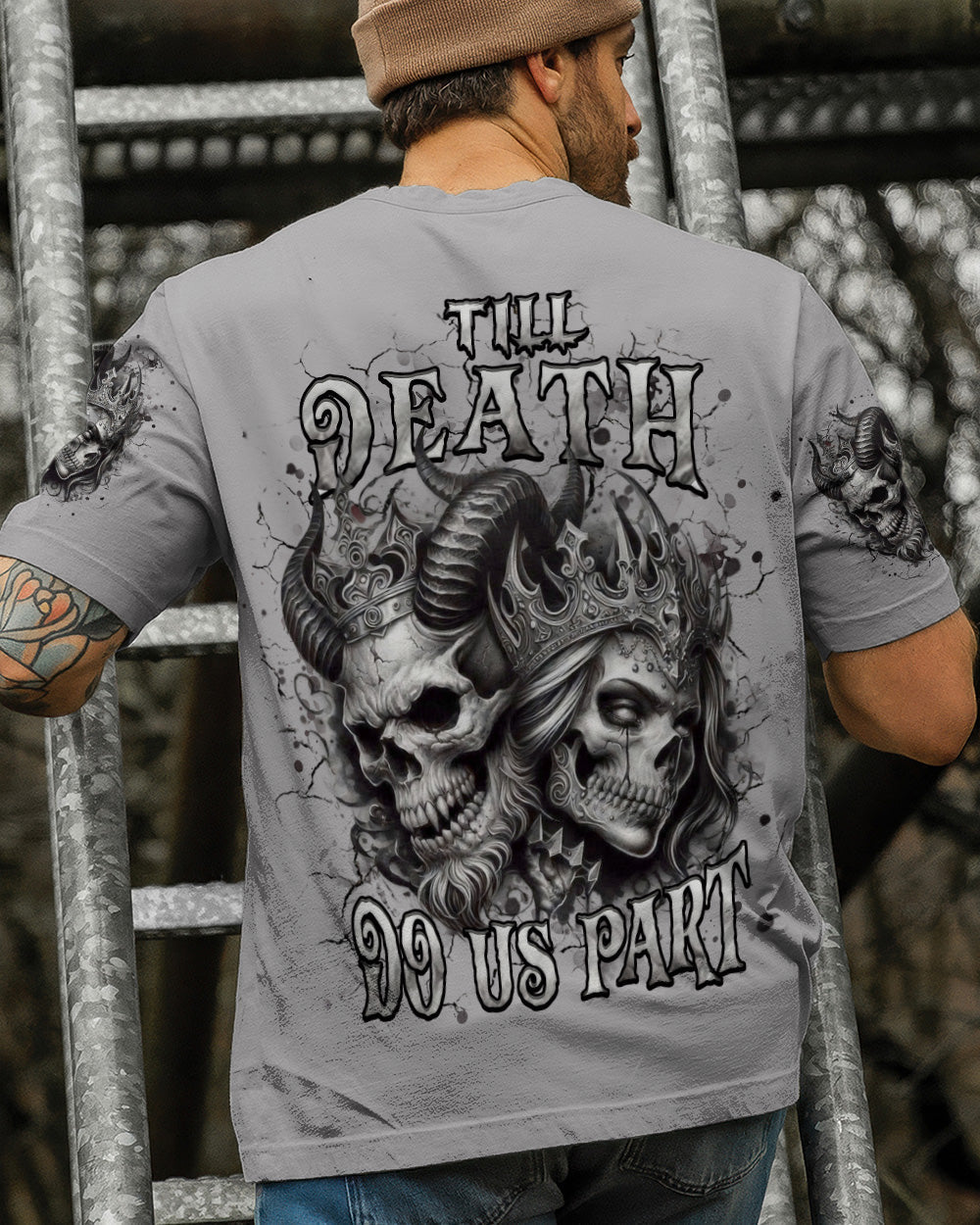 TILL DEATH DO US PART COUPLE SKULL ALL OVER PRINT - TLHN0403261
