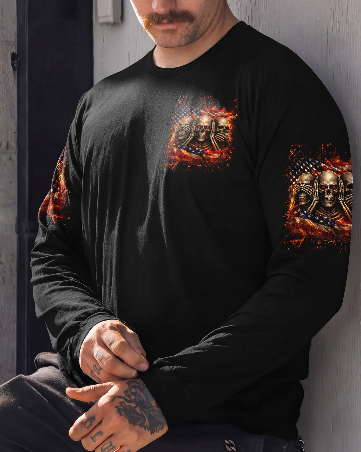 STUCK BETWEEN IDK IDC AND IDGAF SKULL ALL OVER PRINT - YHLN2302261