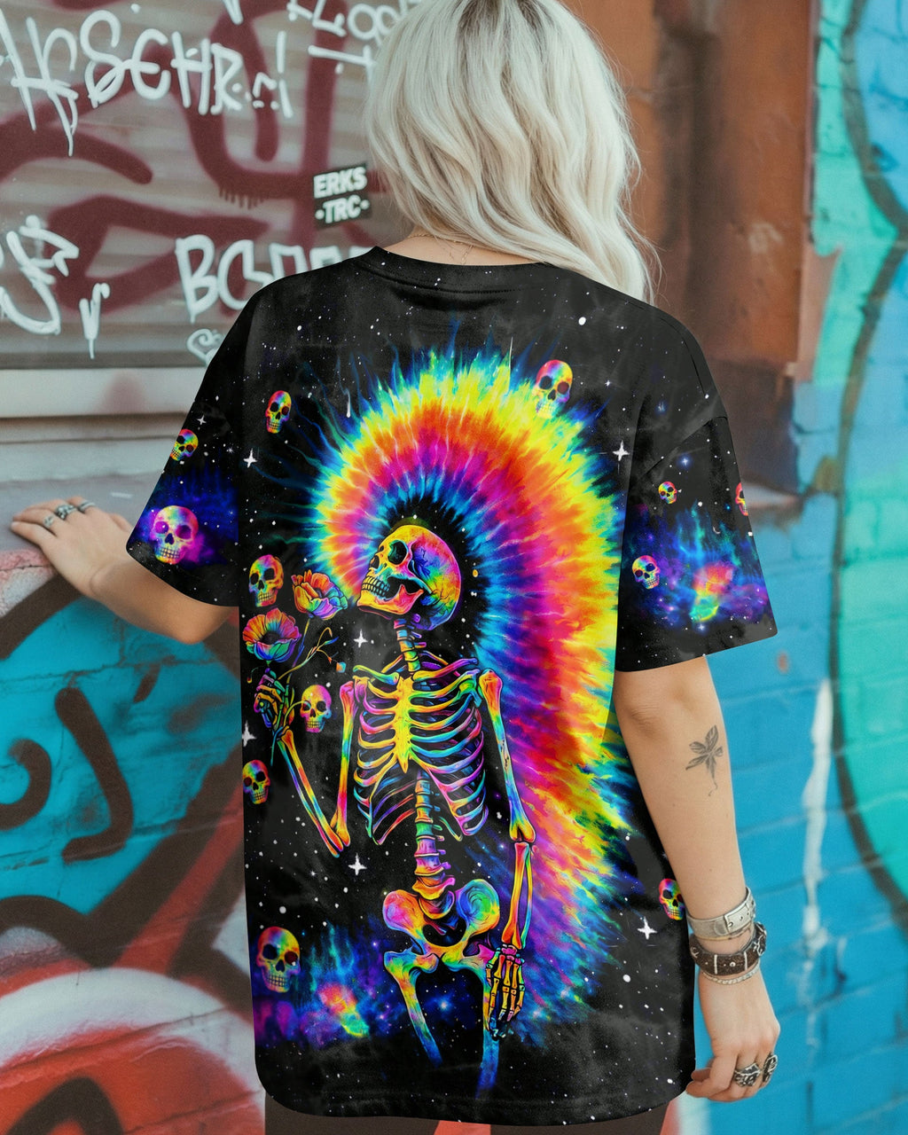 SKELETON RAINBOW SWIRL  ALL OVER PRINT - TLTW0901263