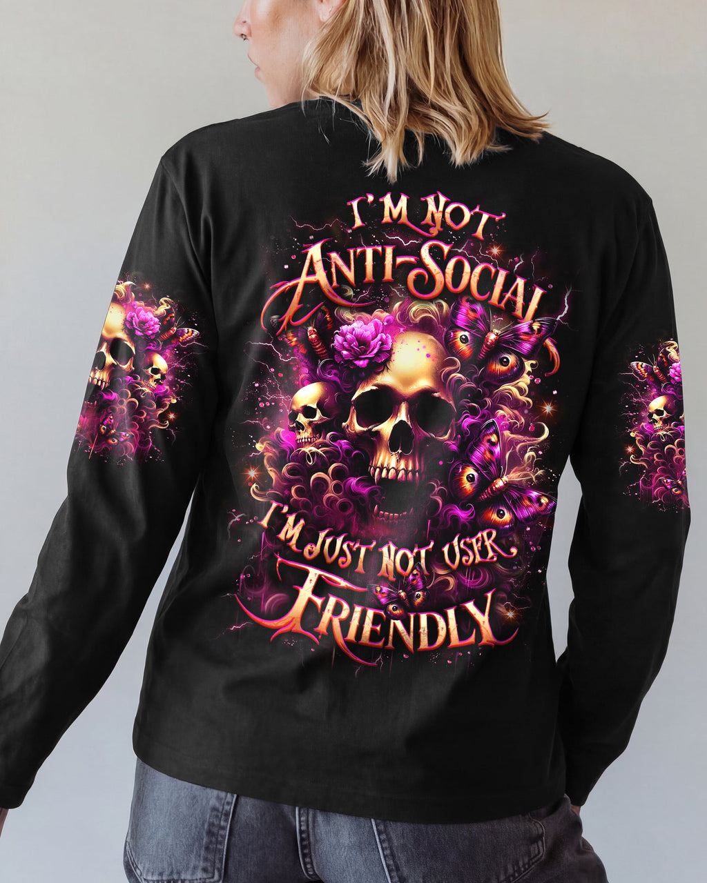 I'M NOT ANTI-SOCIAL SKULL ALL OVER PRINT - YHLT2901261