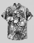 HORROR SKULLS AND SPECTRAL WOMAN BUTTON-DOWN COLLAR SHIRT - TLHG2906263