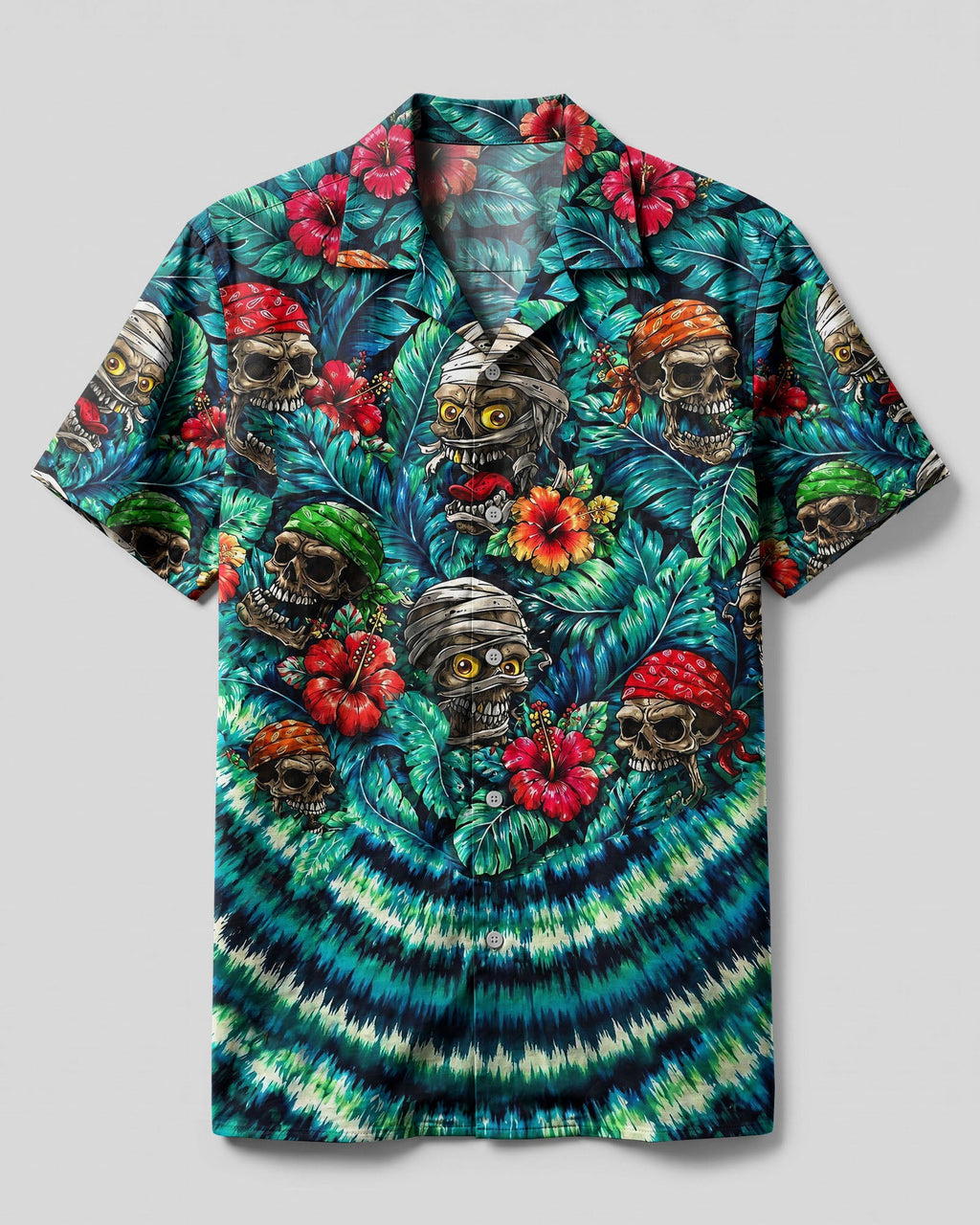 VIBRANT TROPICAL SKULLS CAMP SHIRT - TLHG0107262