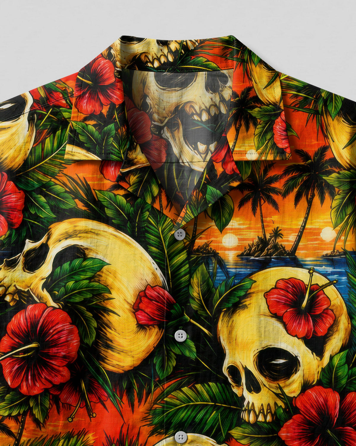 TROPICAL SKULL SUNSET CAMP SHIRT  - TLTW2906264
