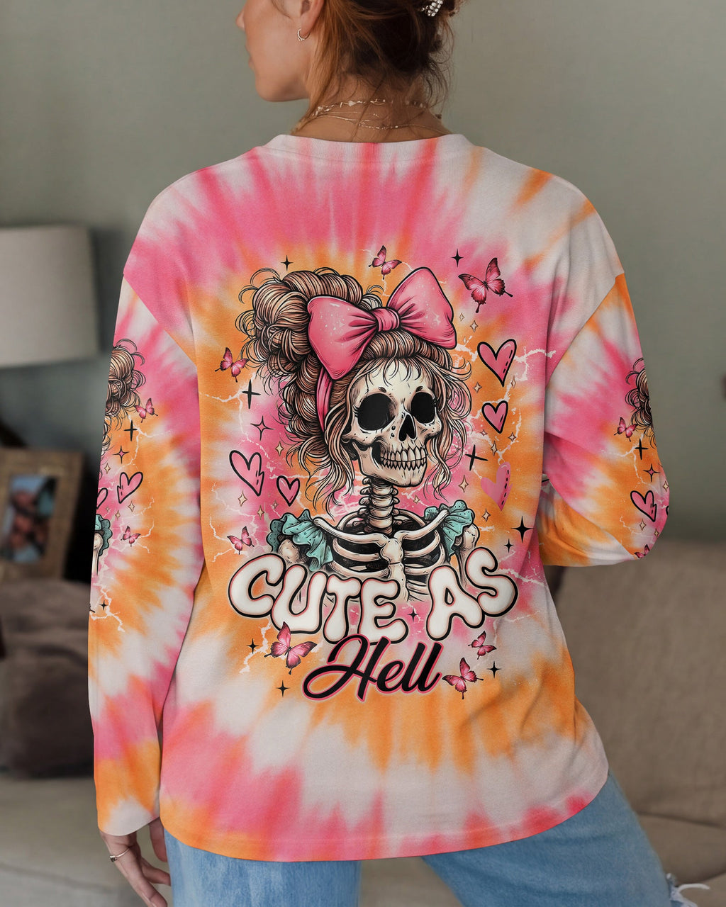 CUTE AS HELL MESSY BUN SKULL ALL OVER PRINT - TLNT1401262
