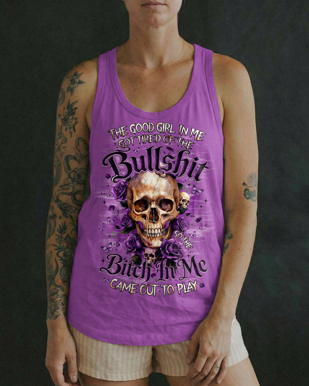 THE GOOD GIRL IN ME SKULL ROSES ALL OVER PRINT - TYQY0804261