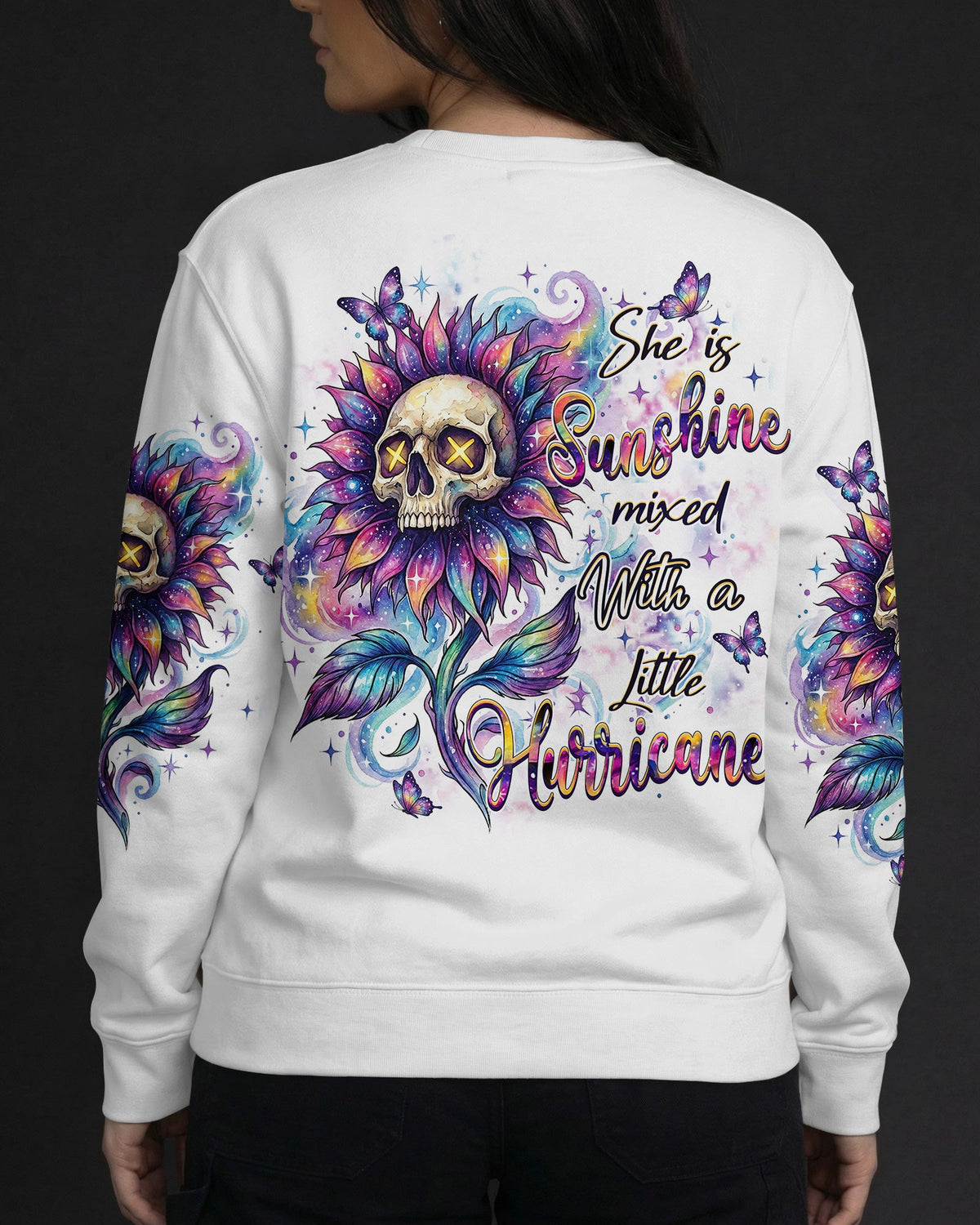 SHE IS SUNSHINE SKULL SUNFLOWERS ALL OVER PRINT  - TLHN1704263