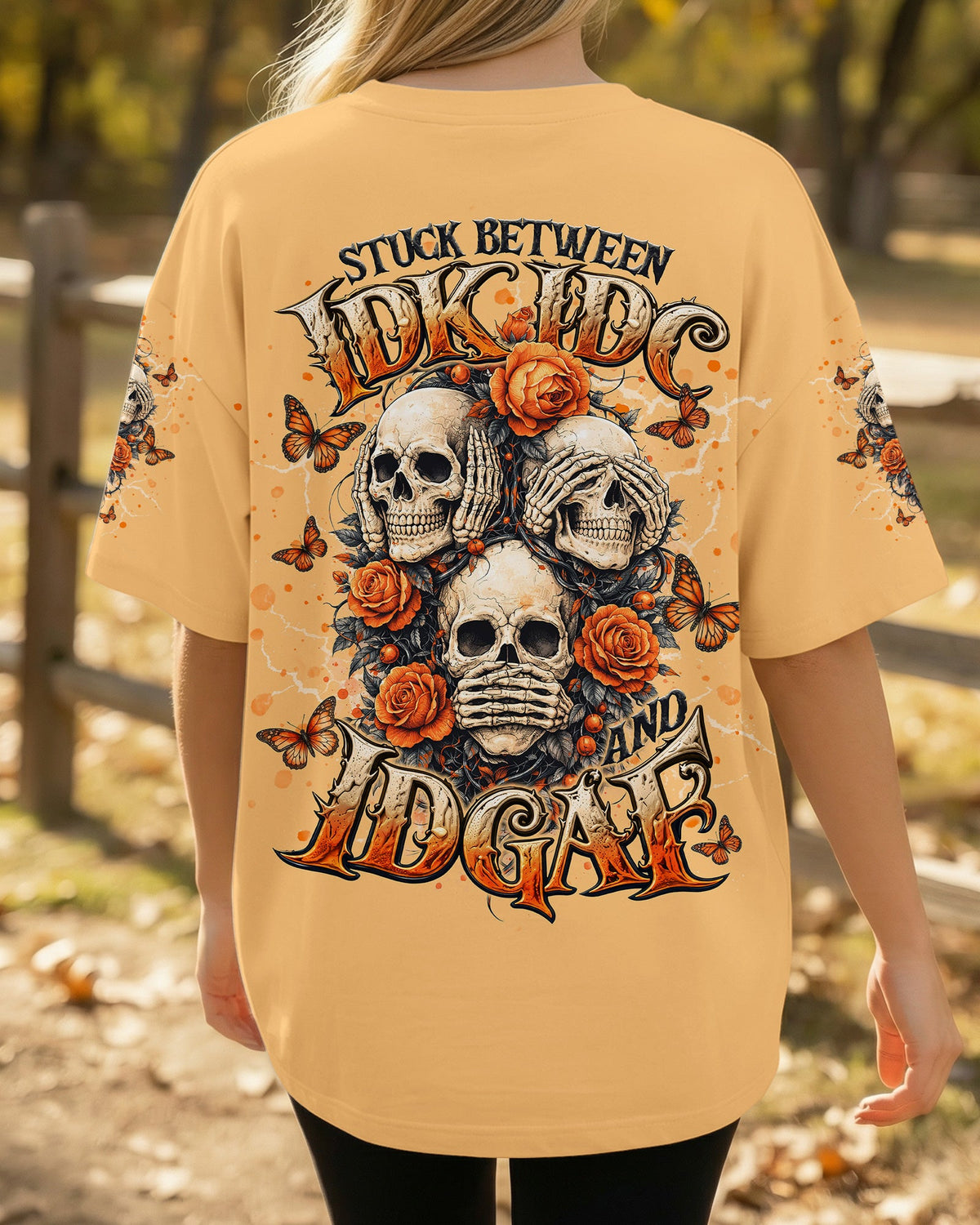 STUCK BETWEEN IDK IDC AND IDGAF SKULL ALL OVER PRINT   - TLNT3103262
