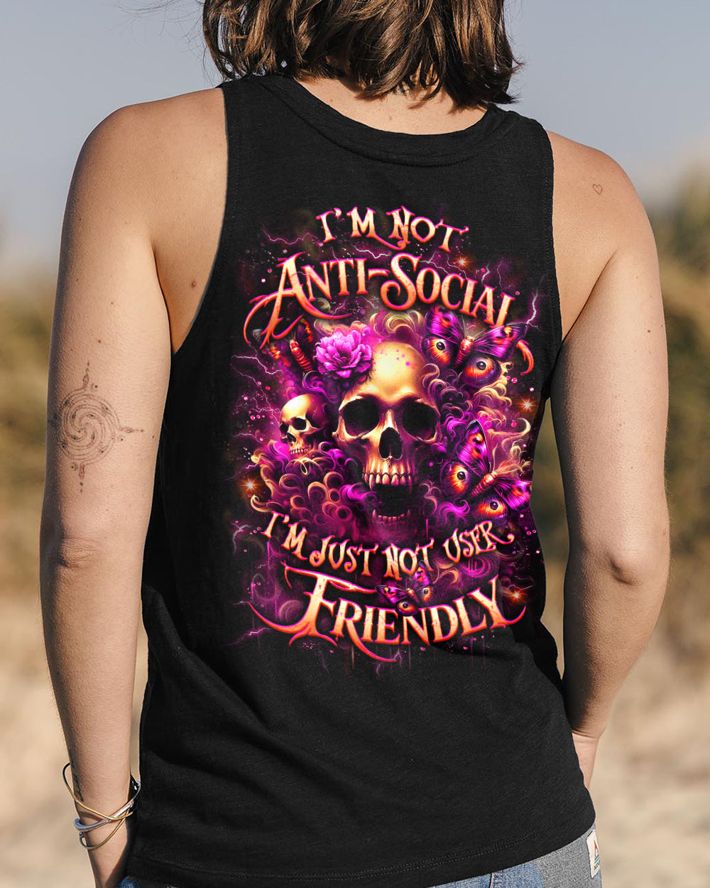I'M NOT ANTI-SOCIAL SKULL ALL OVER PRINT - YHLT2901261