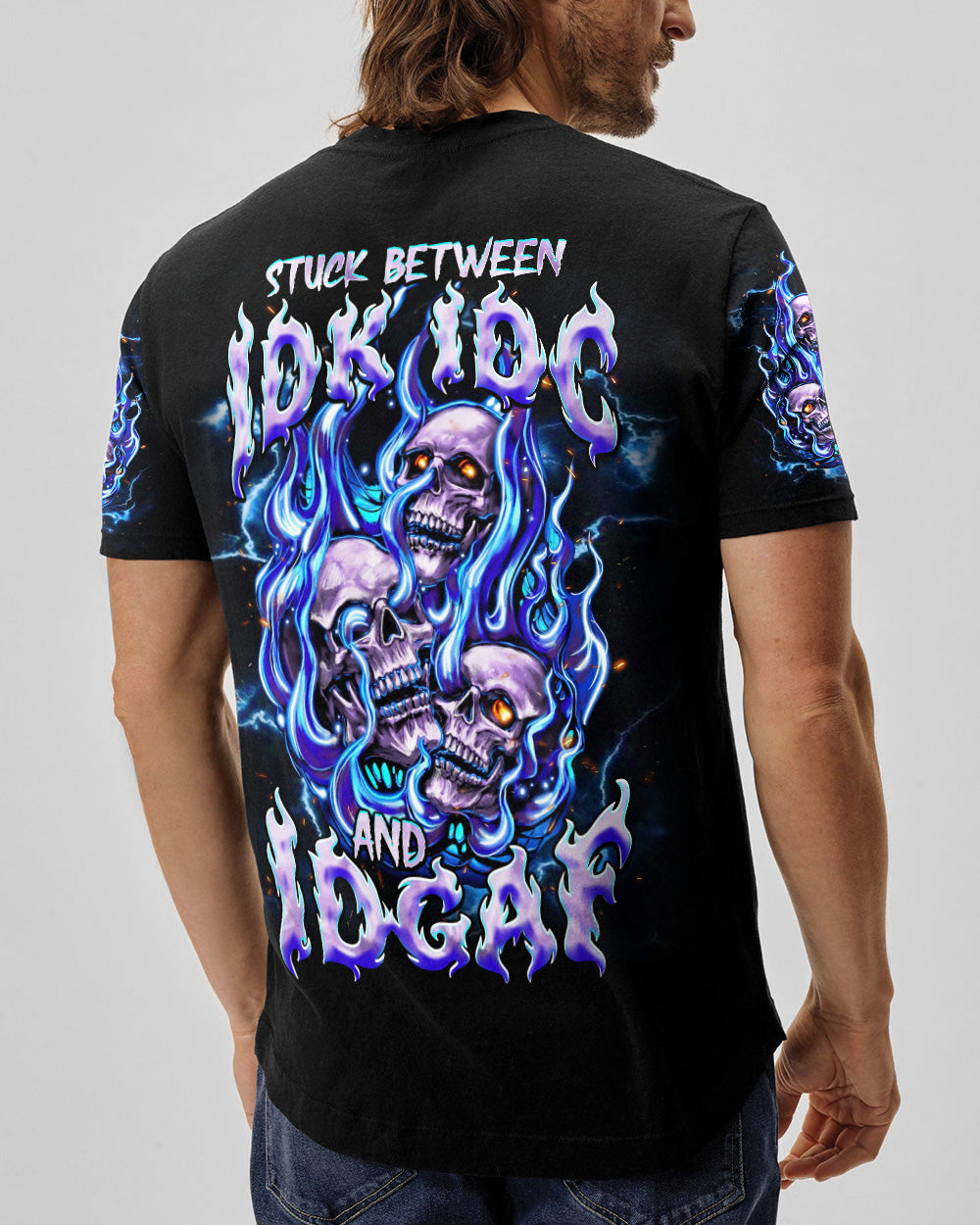 STUCK BETWEEN IDK IDC AND IDGAF SKULL ALL OVER PRINT - TLNT2105262
