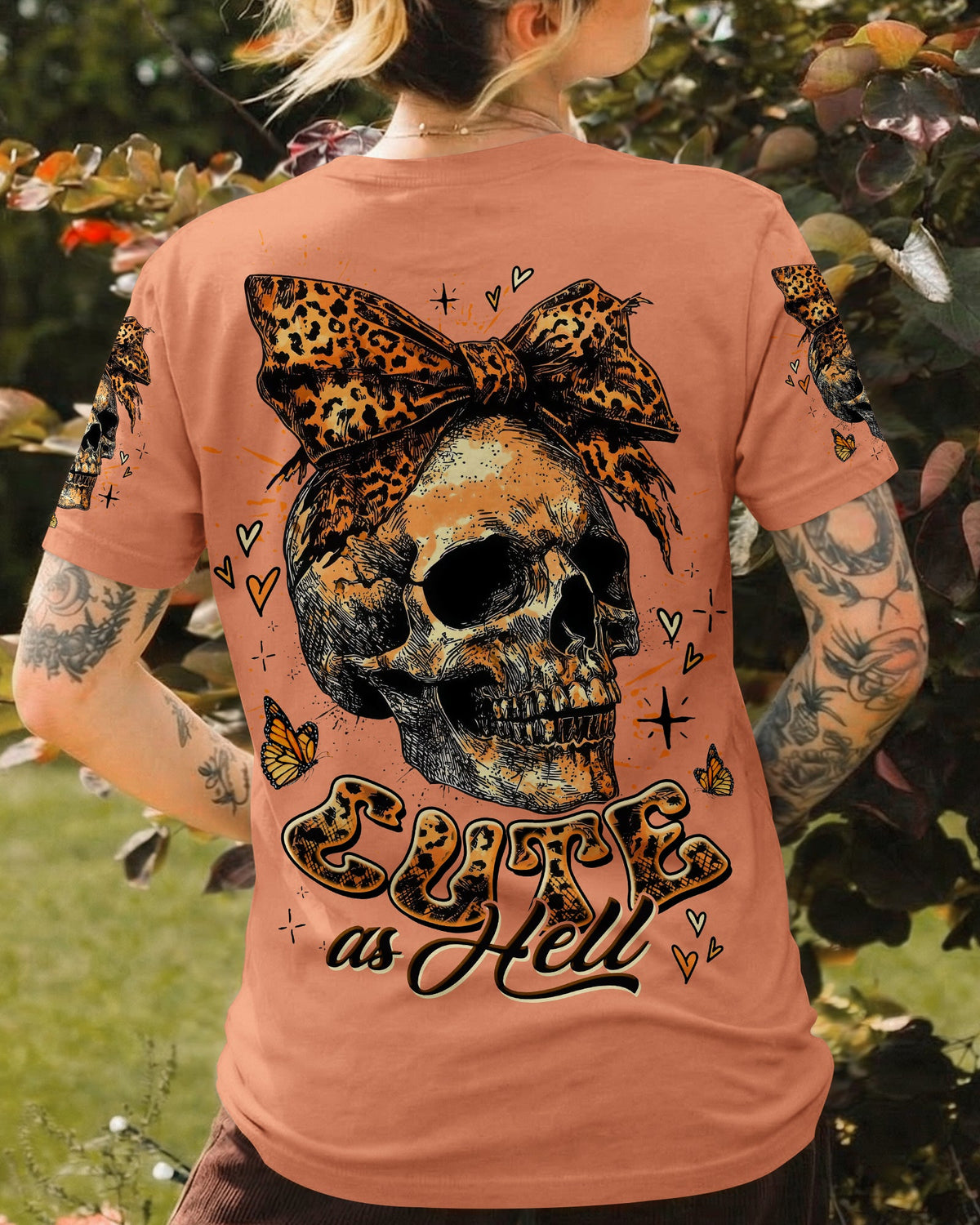 CUTE AS HELL MESSY BUN LEOPARD SKULL ALL OVER PRINT - TLTW3103262