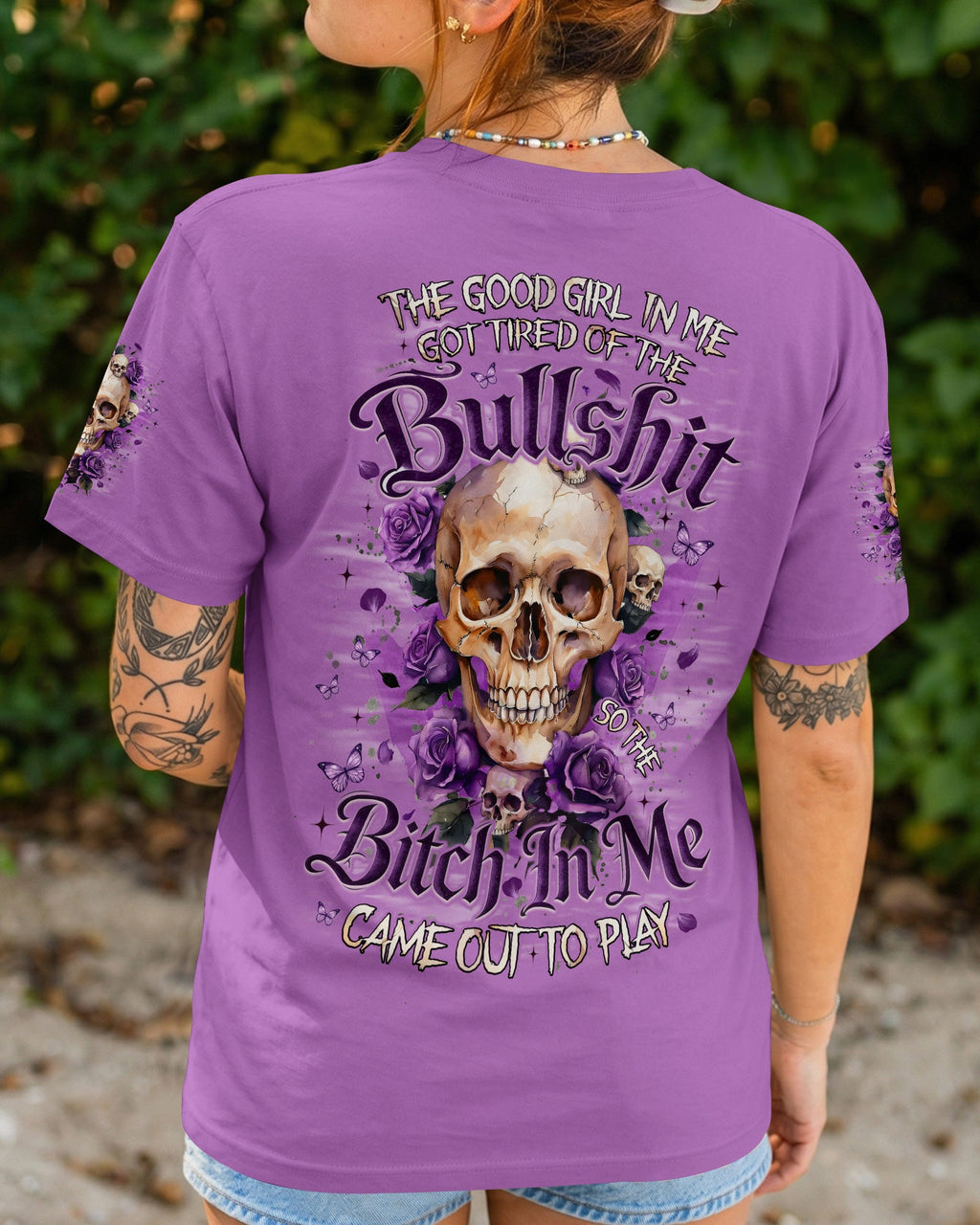 THE GOOD GIRL IN ME SKULL ROSES ALL OVER PRINT - TYQY0804261