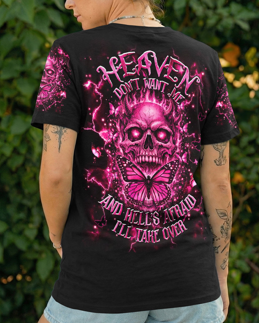 HEAVEN DON'T WANT ME SKULL DEMON ALL OVER PRINT - TLHG1603262