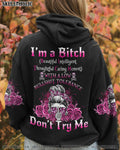 I'M A B DON'T TRY ME ROSE MESSY BUN BLACK ALL OVER PRINT - TLNO1104233