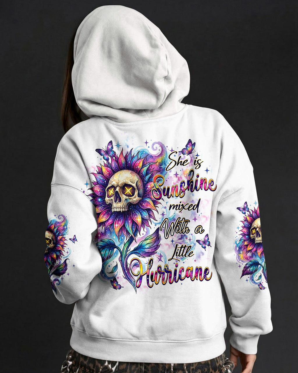 SHE IS SUNSHINE SKULL SUNFLOWERS ALL OVER PRINT  - TLHN1704263