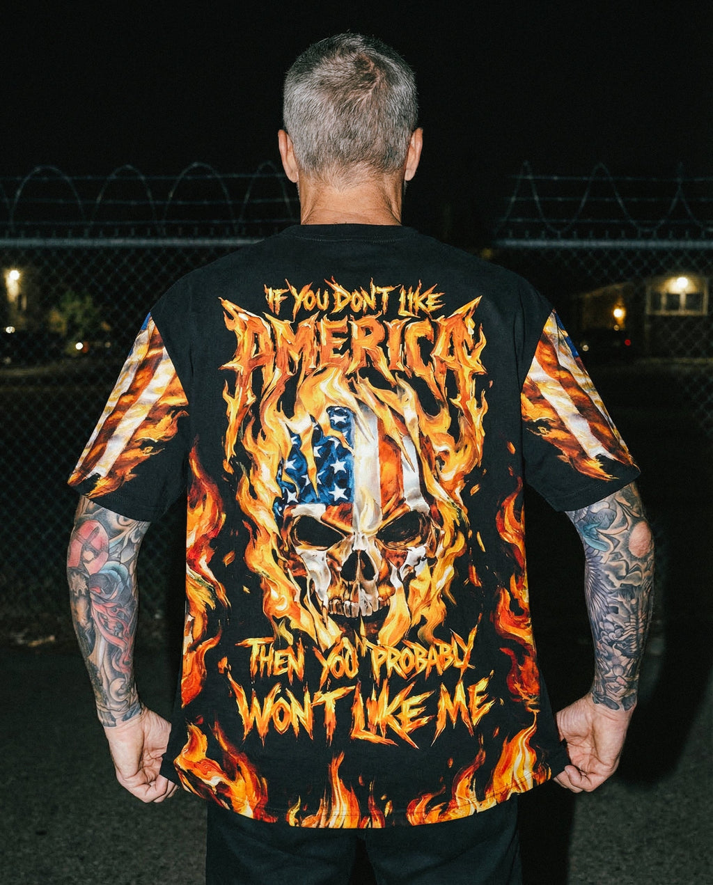 AMERICA FLAME SKULL ALL OVER PRINT - RI1703261