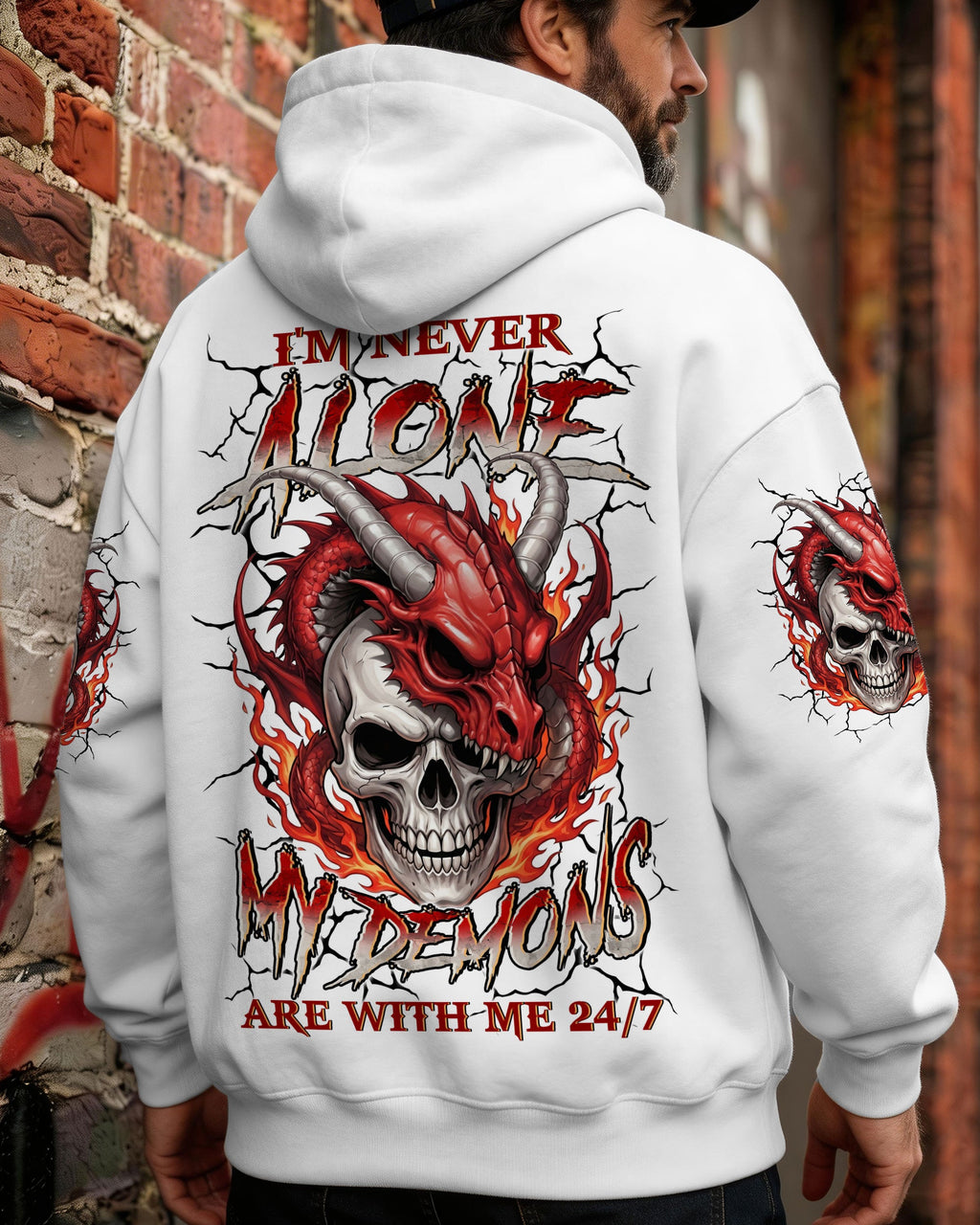 I'M NEVER ALONE MY DEMONS ARE WITH ME 24/7 DRAGON ALL OVER PRINT - TYLN1404261