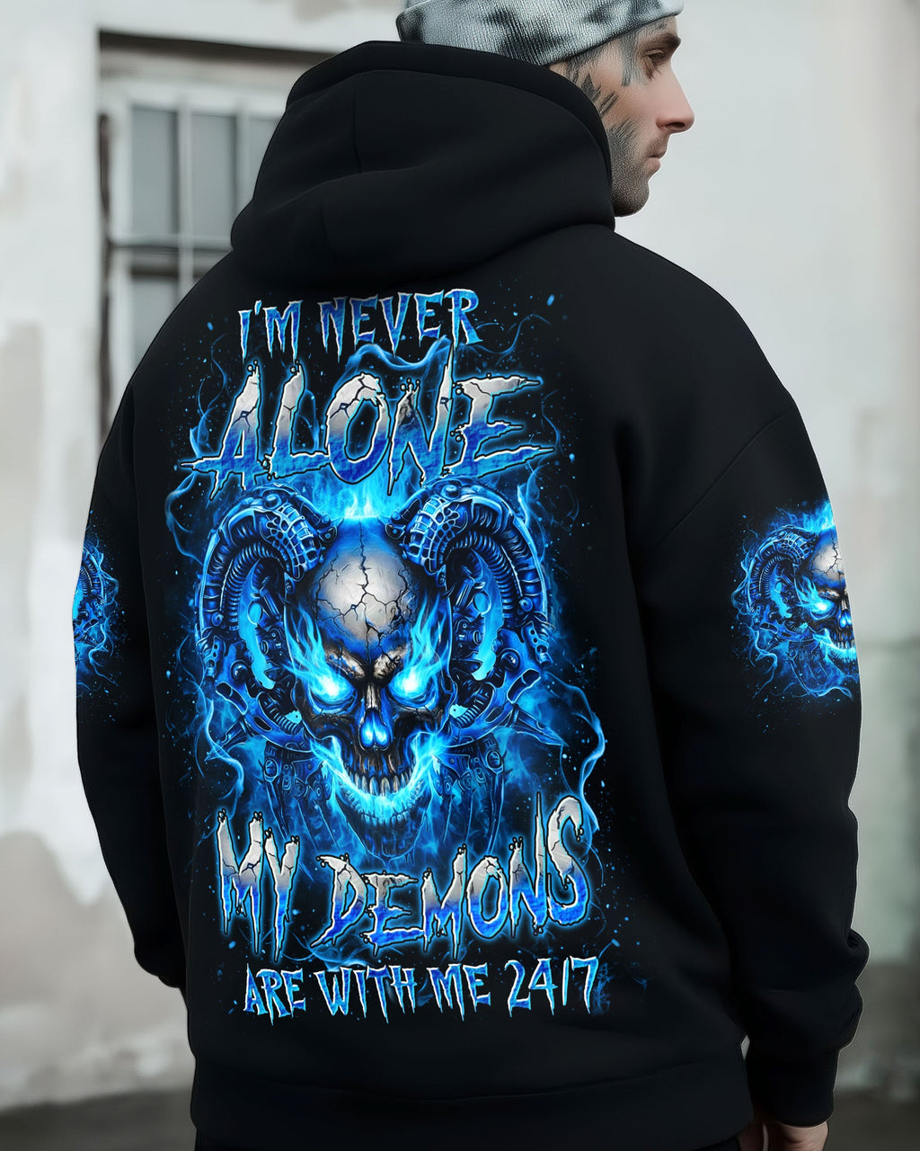 I'M NEVER ALONE BLUE SKULL DEMON ALL OVER PRINT - YHLN1201263