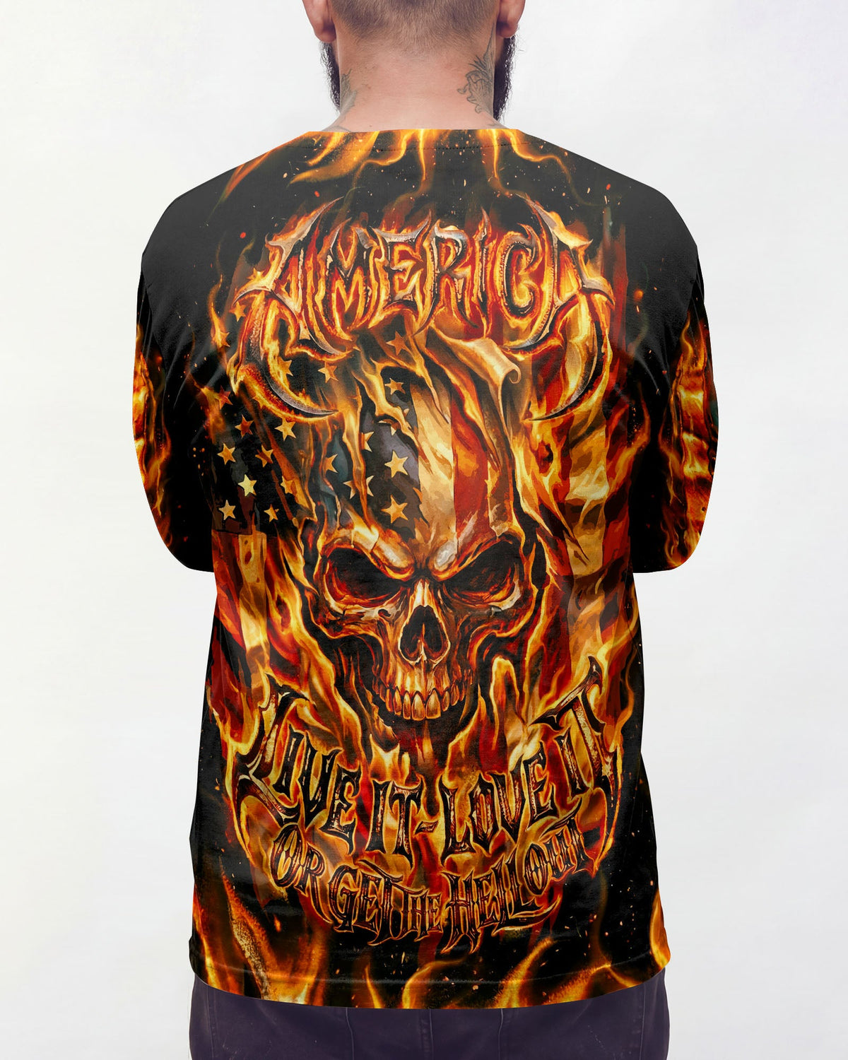 PATRIOTIC FLAMING SKULL ALL OVER PRINT - RI2503261