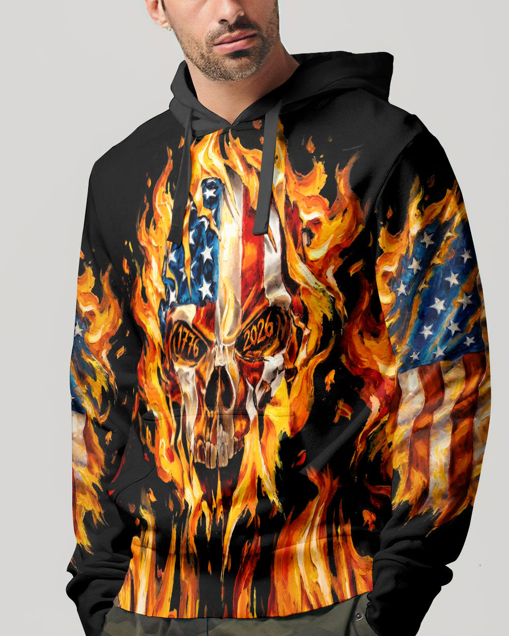 AMERICA FLAME SKULL ALL OVER PRINT - RI1703261