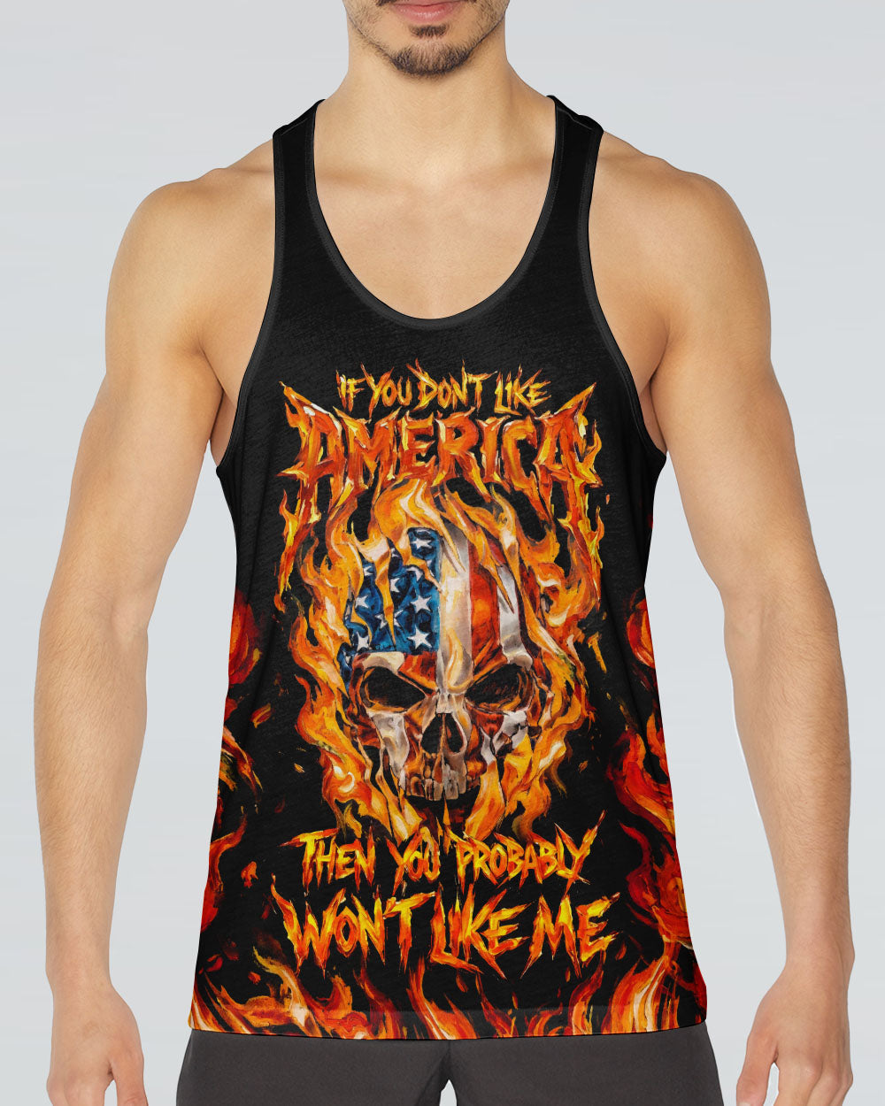 AMERICA FLAME SKULL ALL OVER PRINT - RI1703261