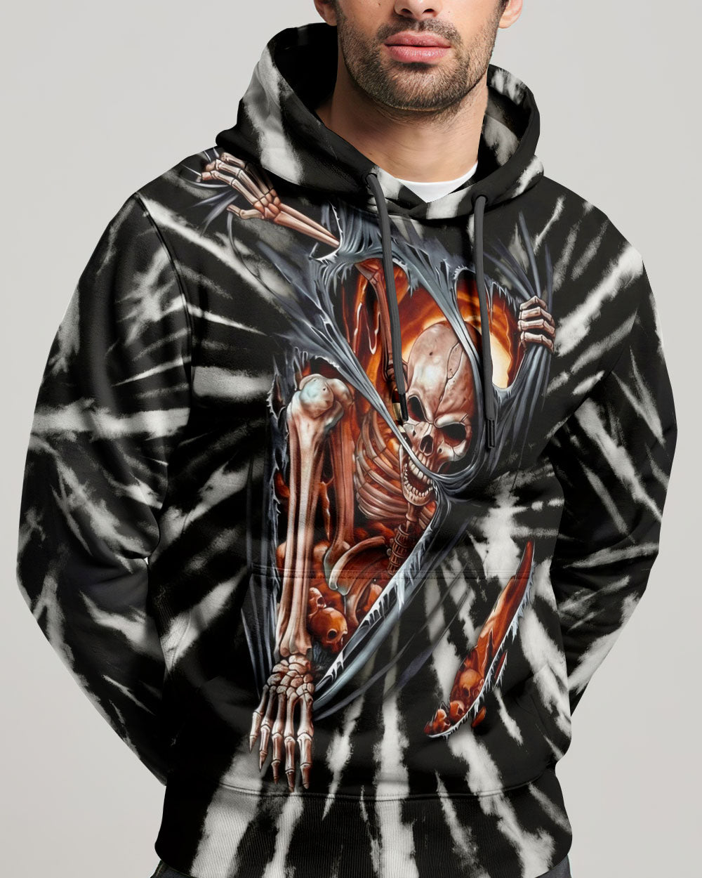 SKELETON TORN SWIRL ALL OVER PRINT  - TLHG0604263
