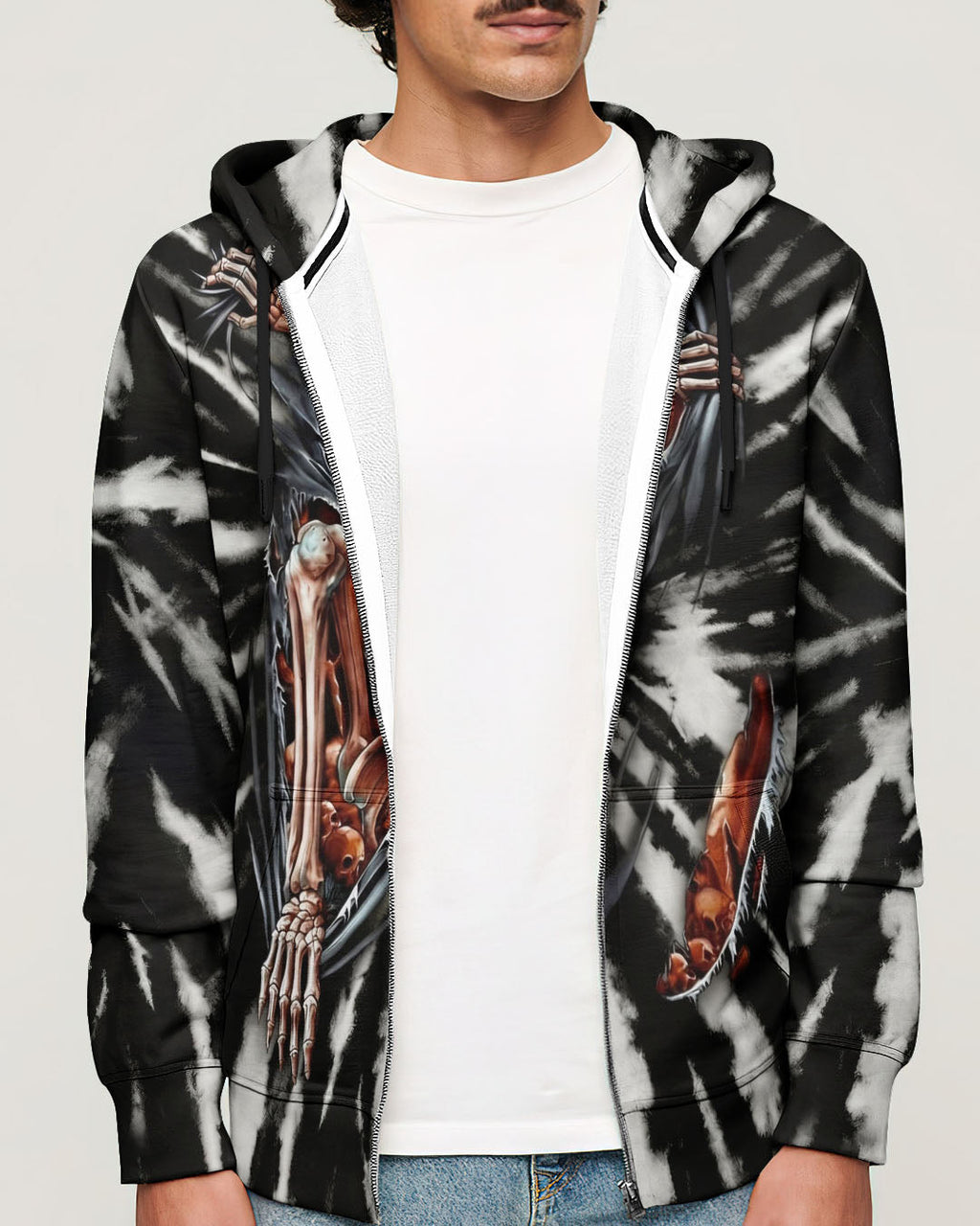 SKELETON TORN SWIRL ALL OVER PRINT  - TLHG0604263