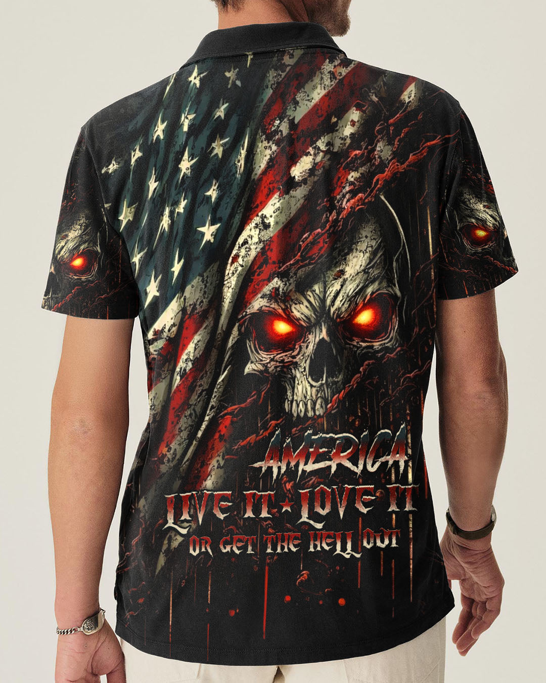 AMERICA LIVE IT LOVE IT OR GET THE HELL OUT SKULL ALL OVER PRINT  - TLHG1203263