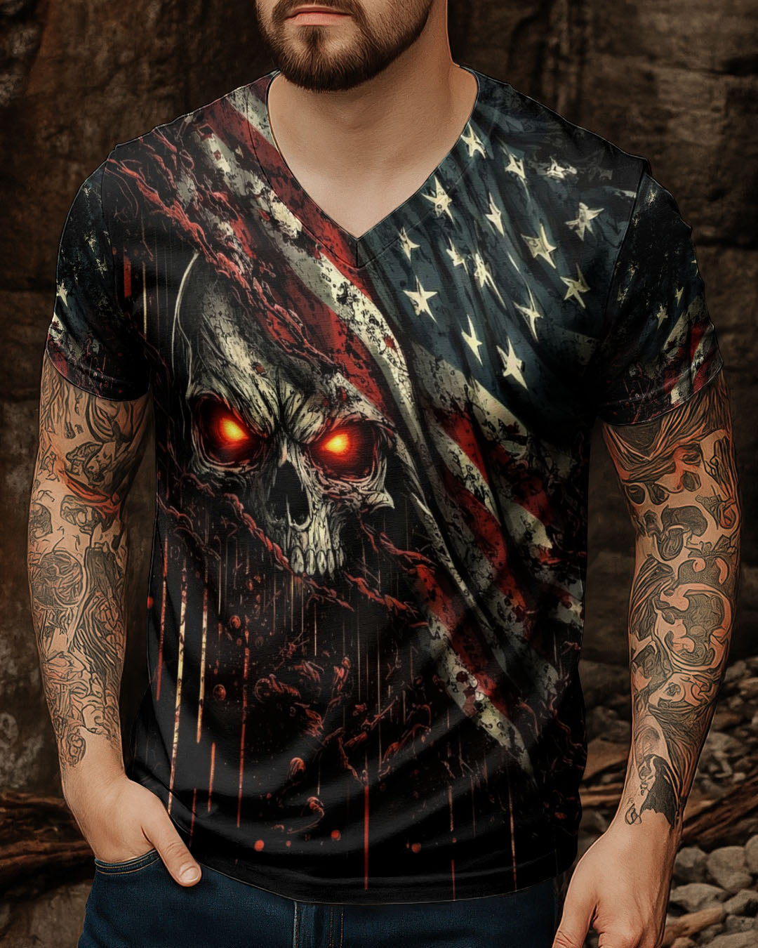 AMERICA LIVE IT LOVE IT OR GET THE HELL OUT SKULL ALL OVER PRINT  - TLHG1203263