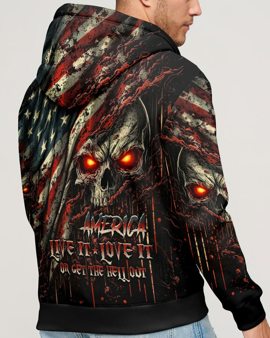 AMERICA LIVE IT LOVE IT OR GET THE HELL OUT SKULL ALL OVER PRINT  - TLHG1203263