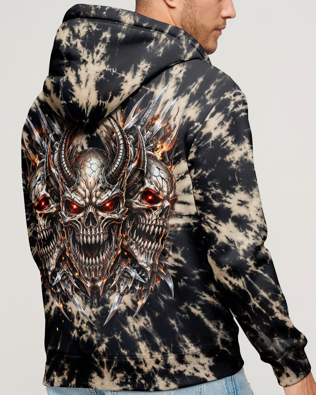THREE  DEMON SKULLS SWIRL ALL OVER PRINT  - TLHN0104263