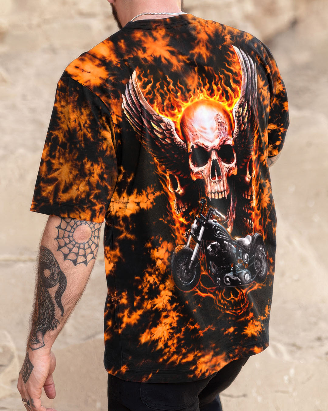 SKULL BIKER FIRE ALL OVER PRINT  - TLHN0204263