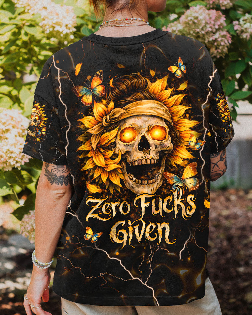 ZERO F GIVEN SUNFLOWER MESSY BUN SKULL ALL OVER PRINT  - TLHN1003262